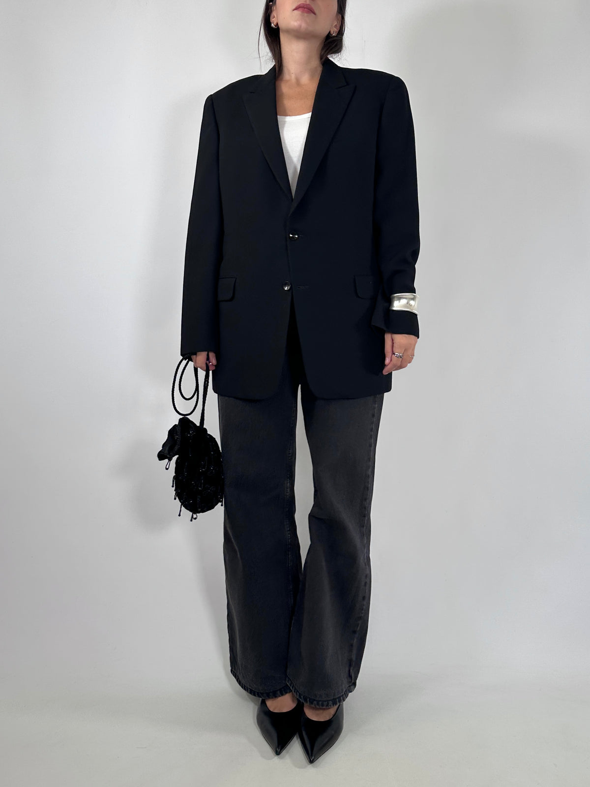 Black Wool Tailored Blazer
