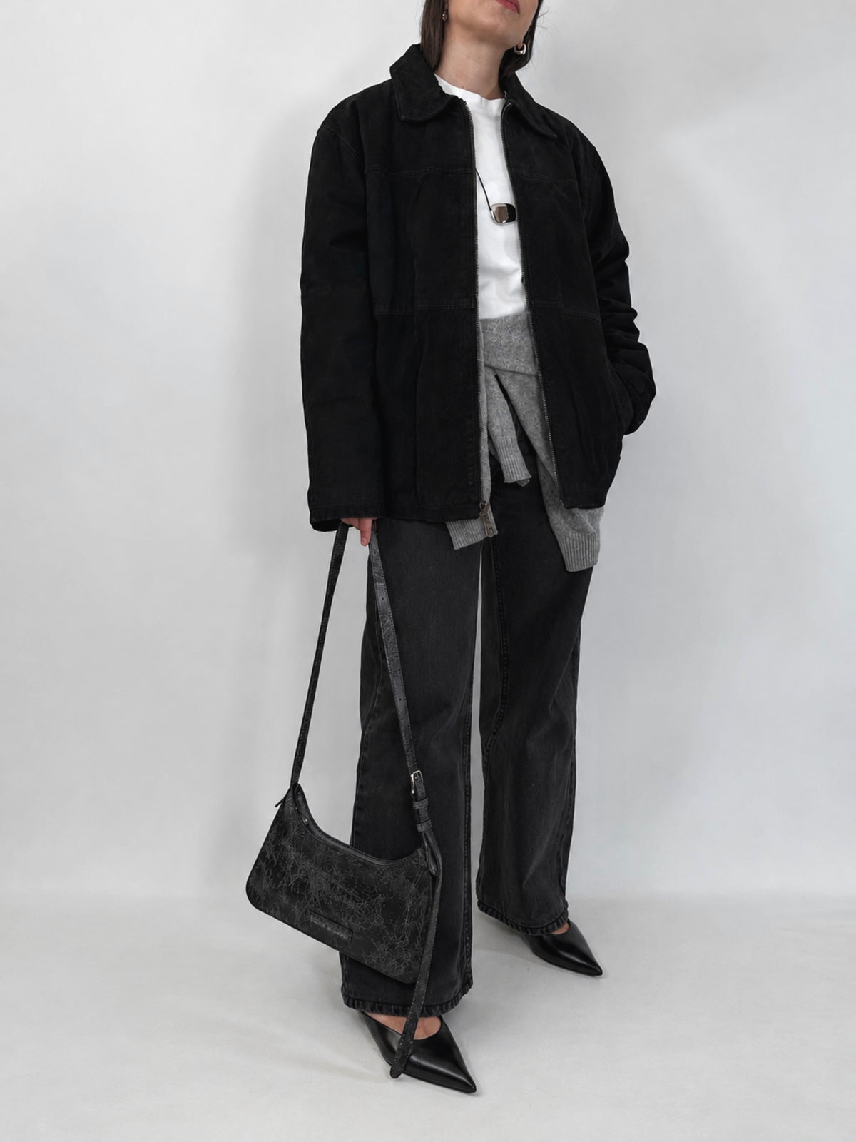 Black Suede Zip-up Jacket