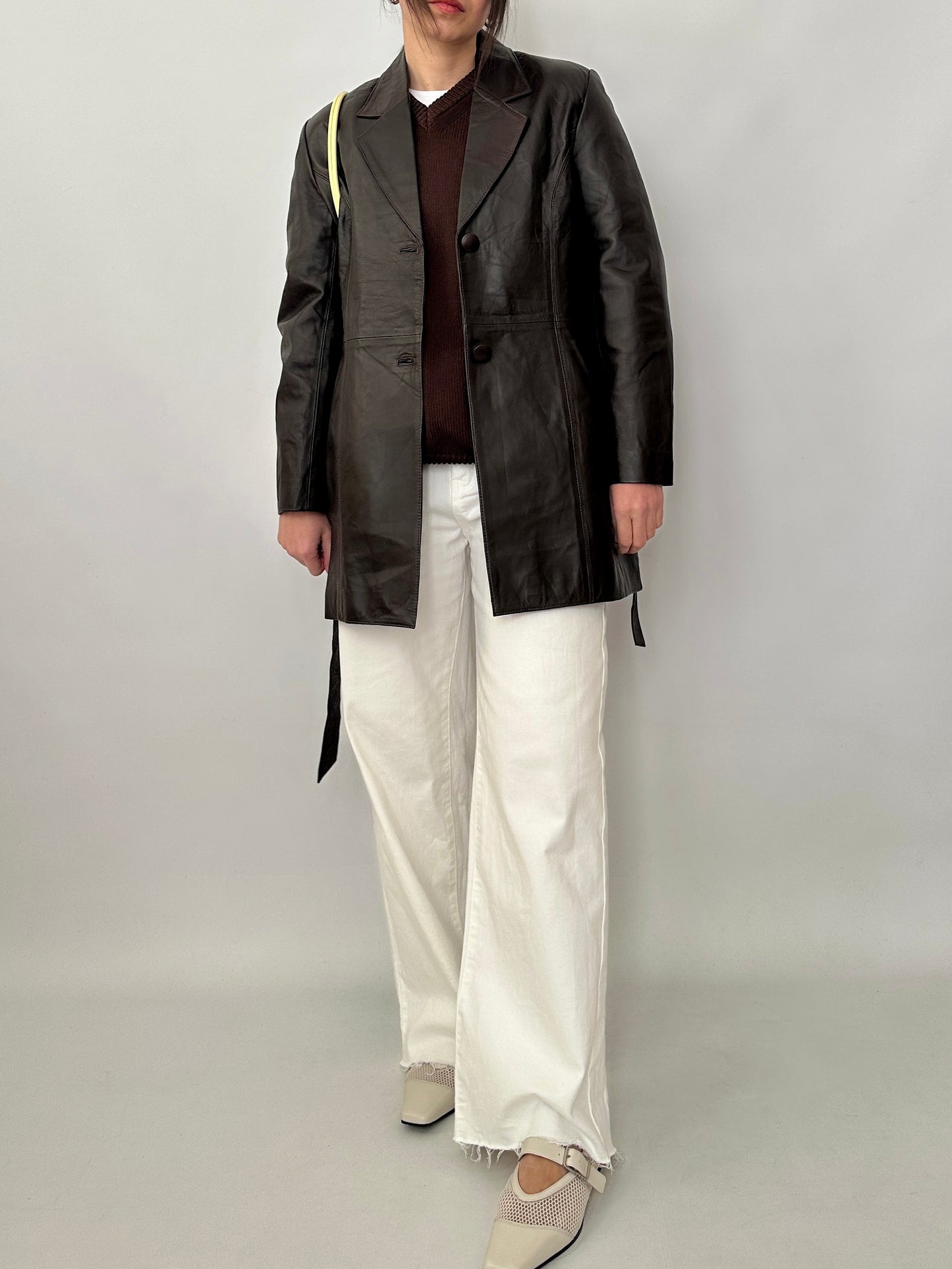 Chocolate real leather jacket