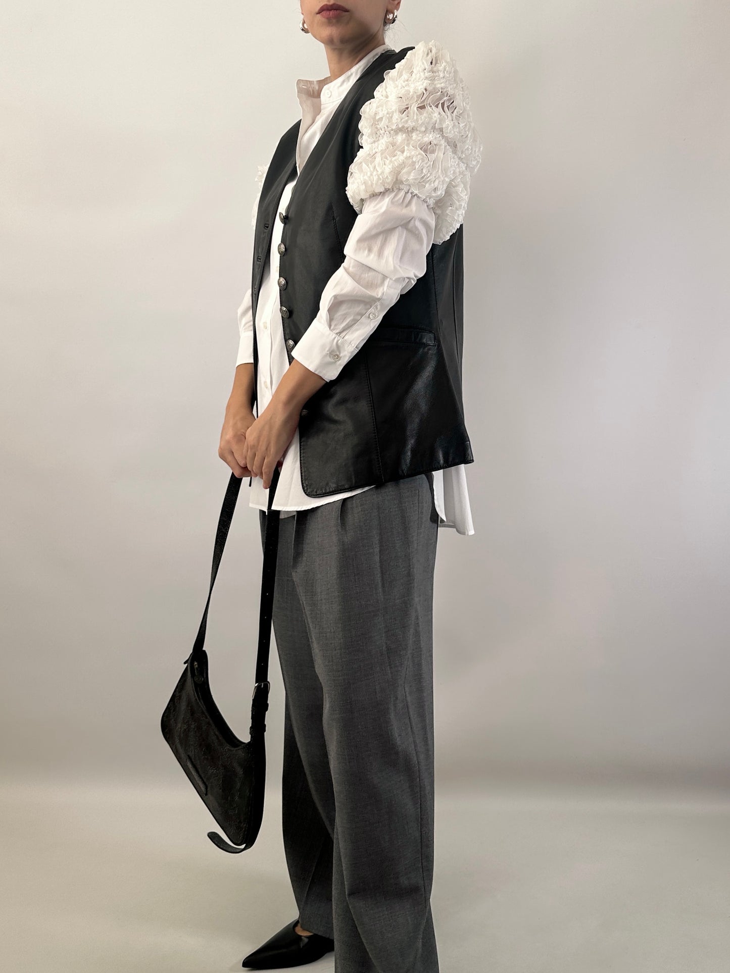 Vintage real leather waistcoat