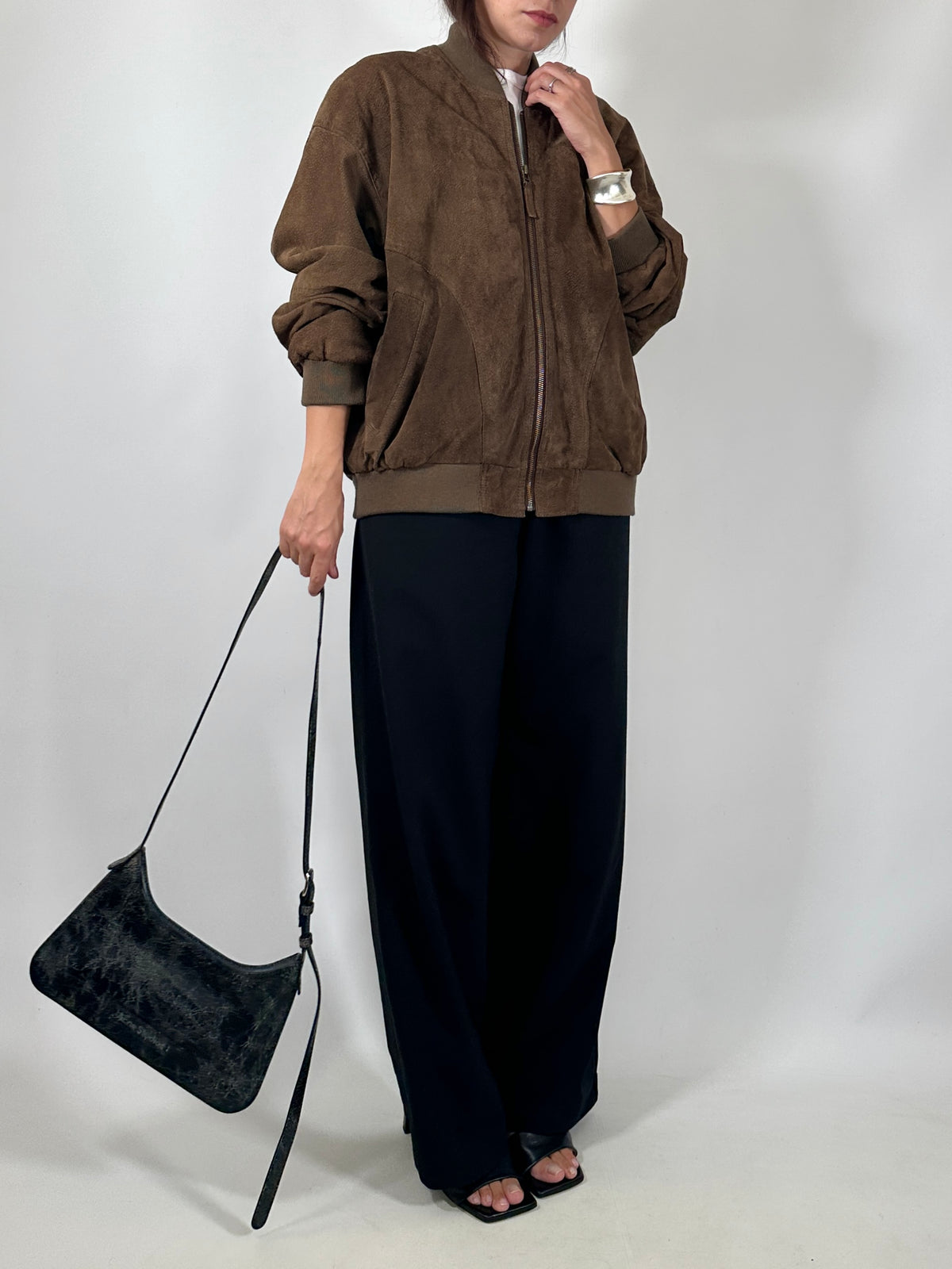 Vintage Suede Bomber Jacket