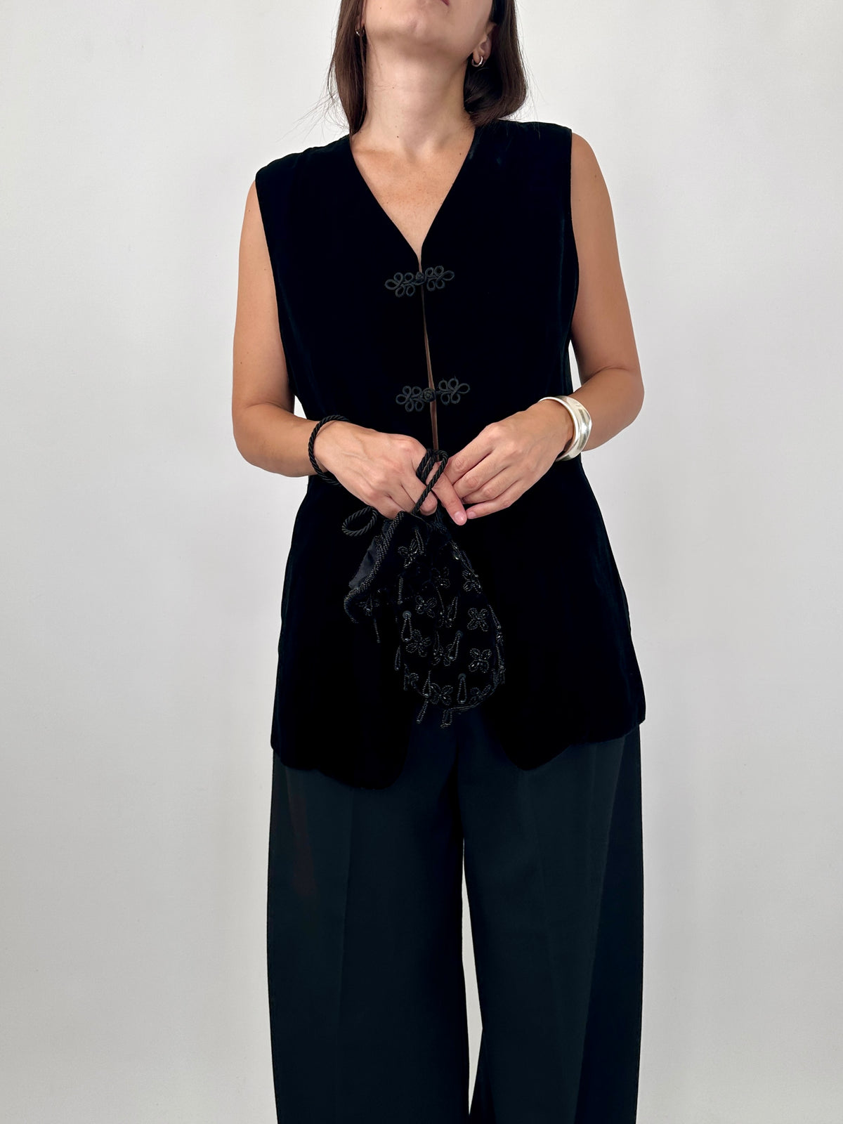 Velvet Vest with Frog Closures