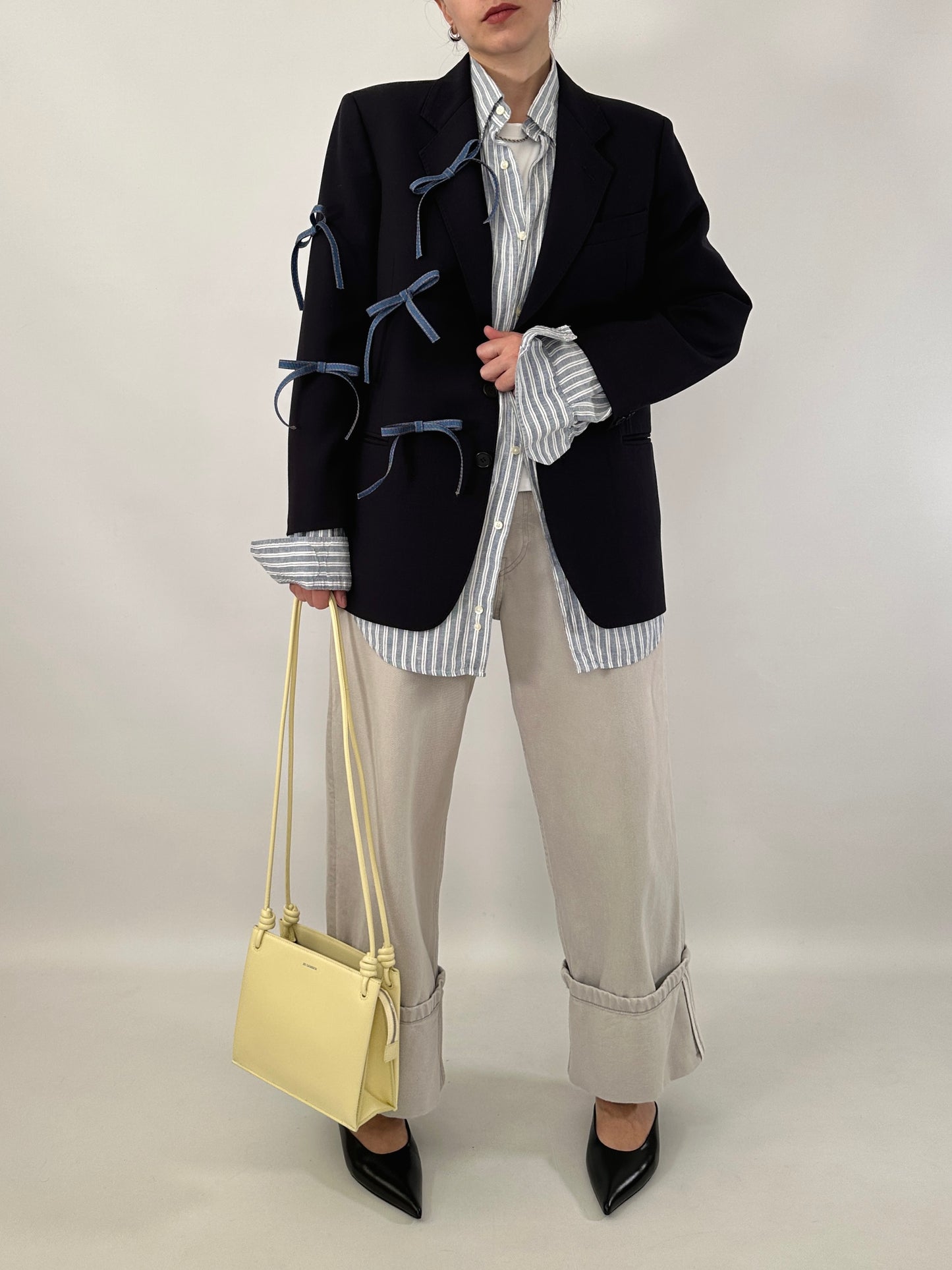 Reworked blue vintage men blazer