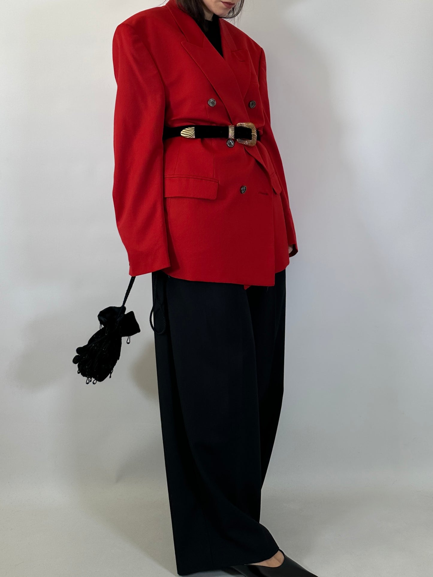 Vintage Oversize Red Wool Blazer
