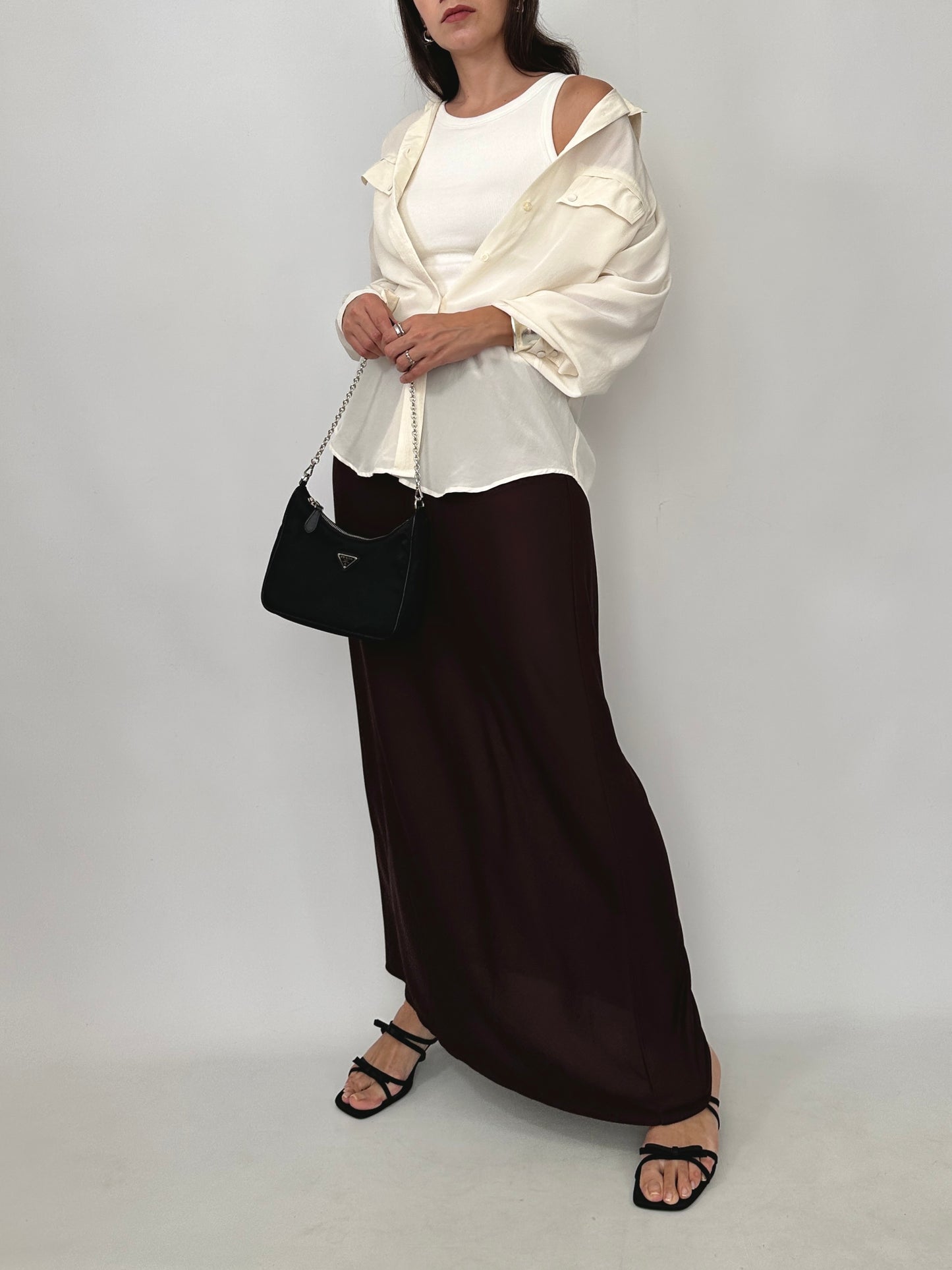 Marella Chocolate Brown Jersey Maxi Skirt