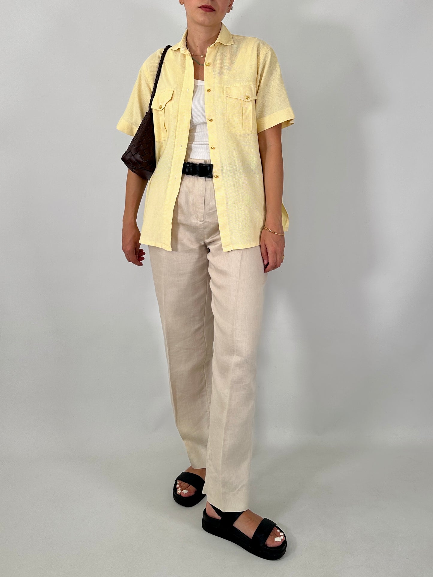 Max&co tailored linen-blend pants