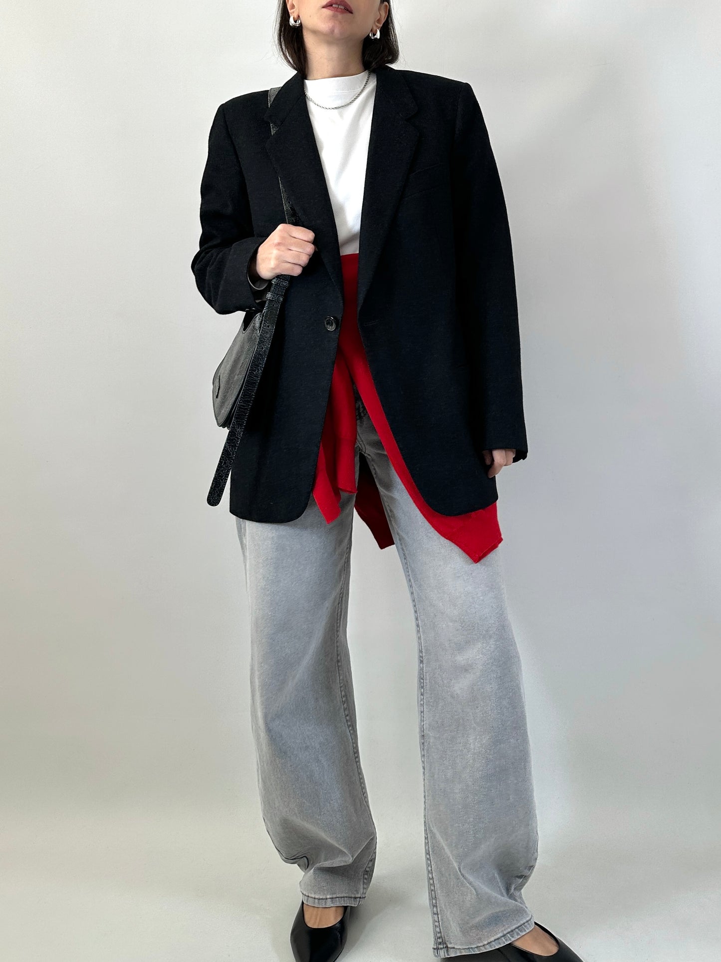 Vintage wool one-button blazer