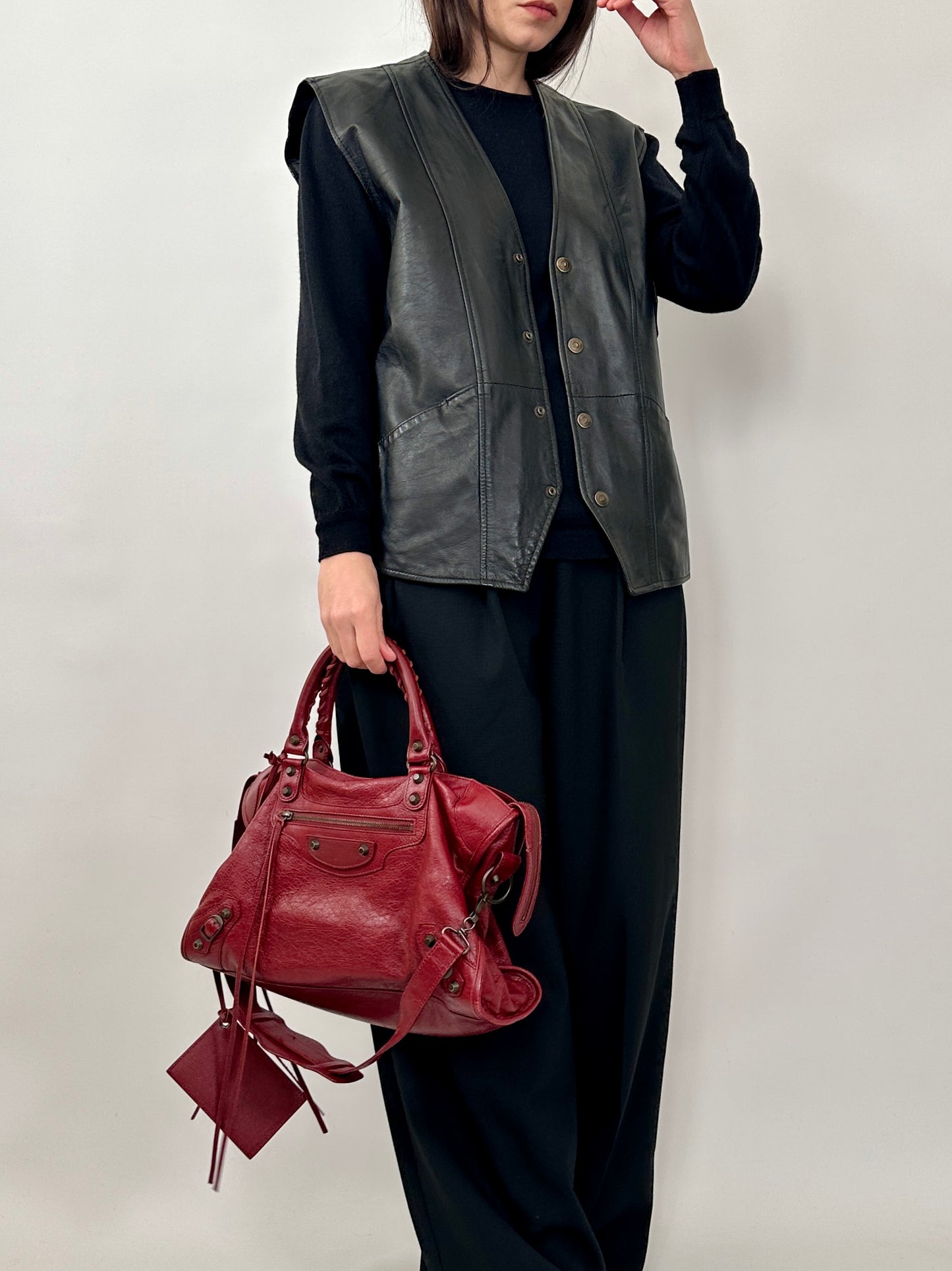 Vintage Leather Button-Up Vest