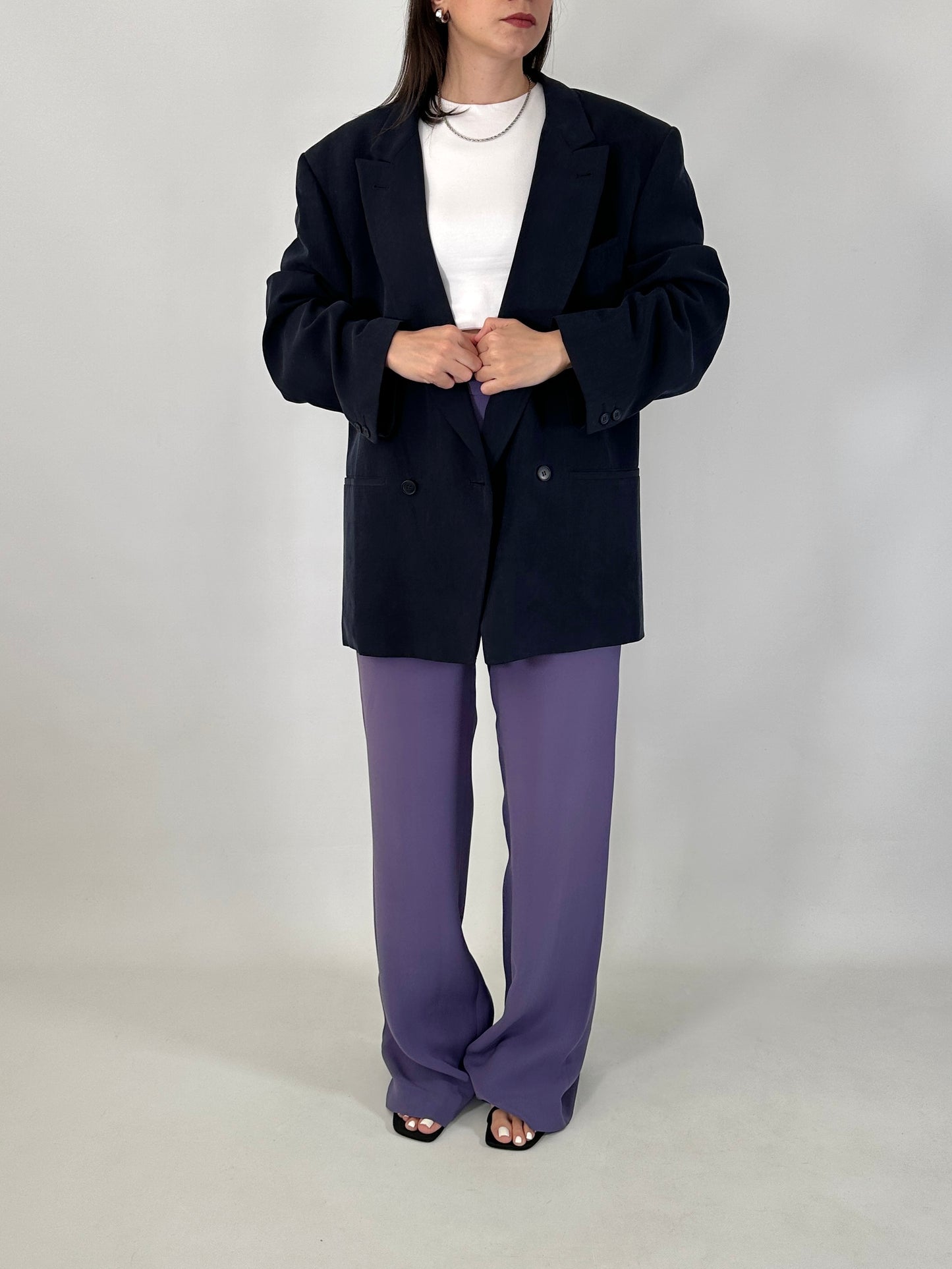 Wide leg pure silk trousers
