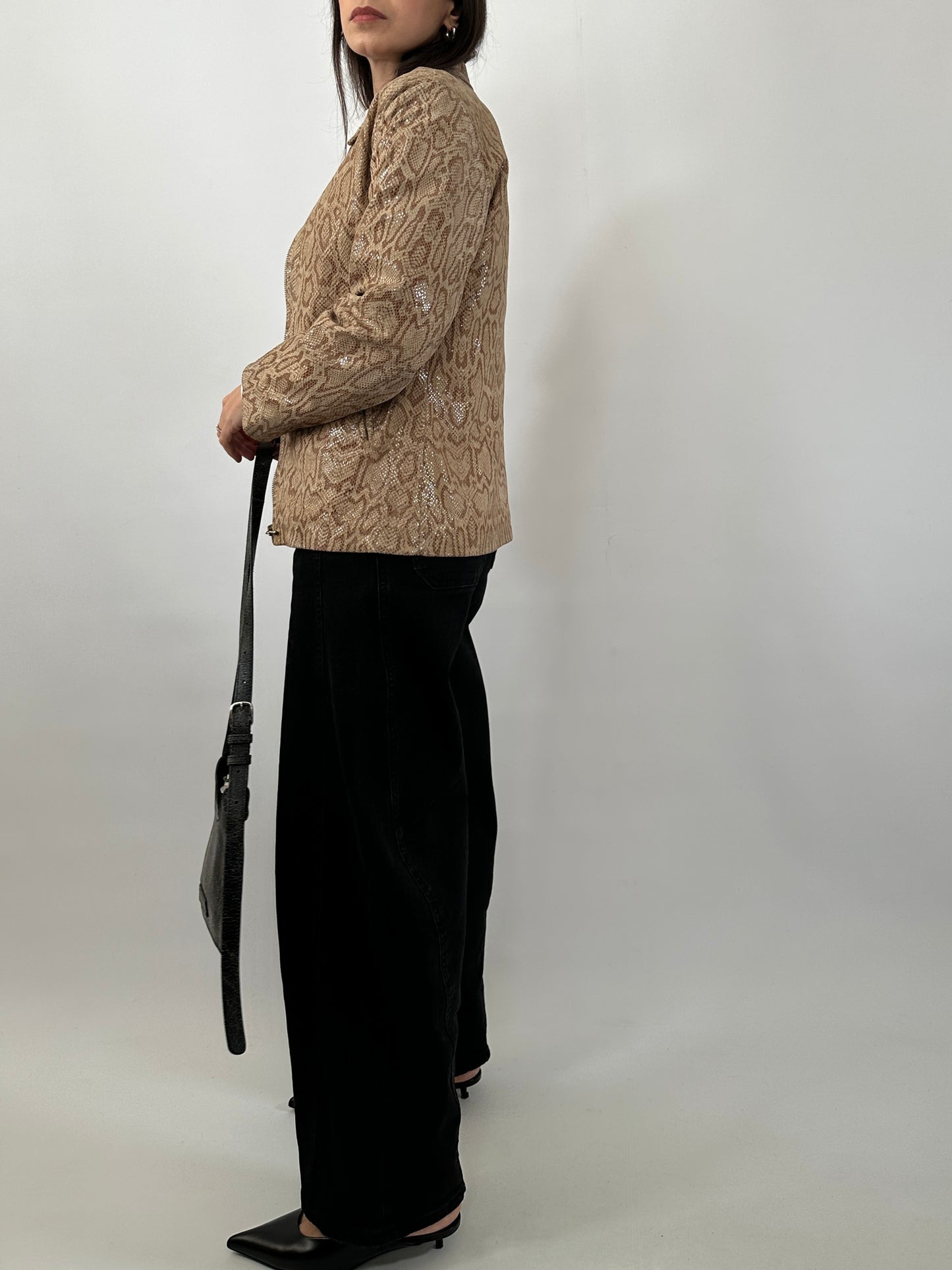 Vintage Snake Print Leather Jacket
