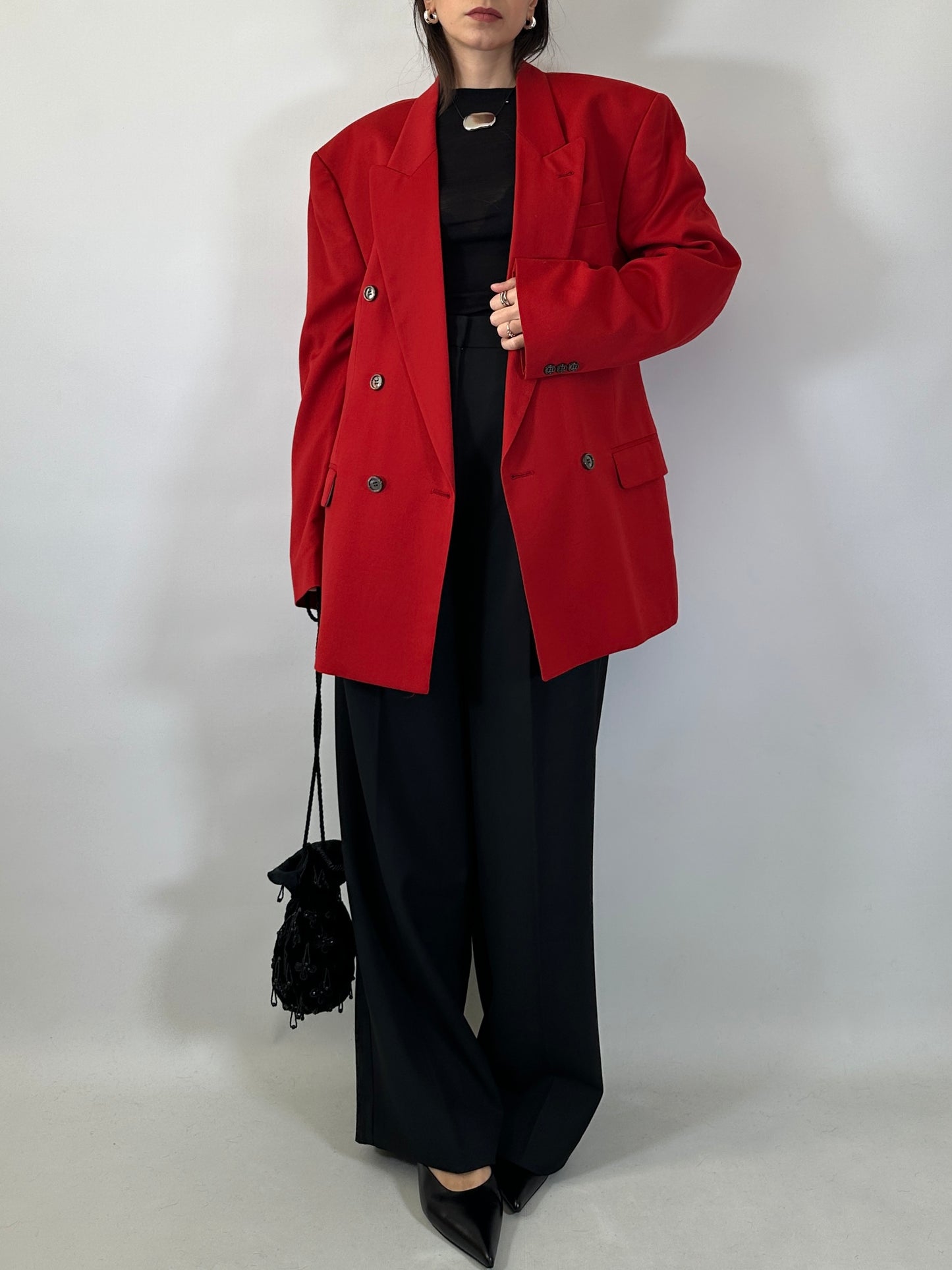 Vintage Oversize Red Wool Blazer