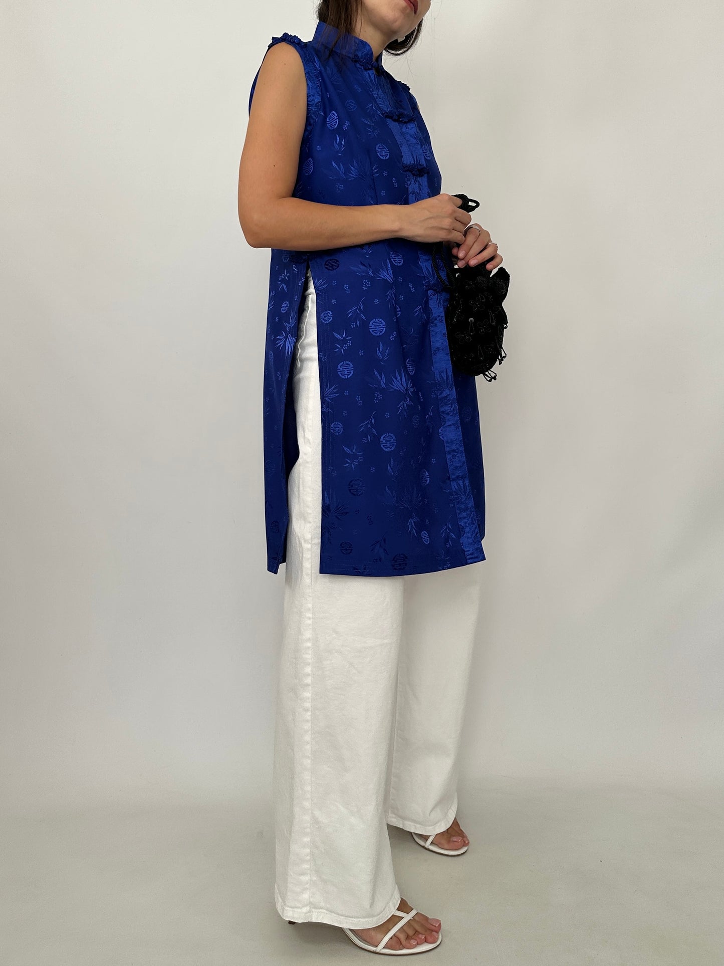 Blue Oriental Silk Top