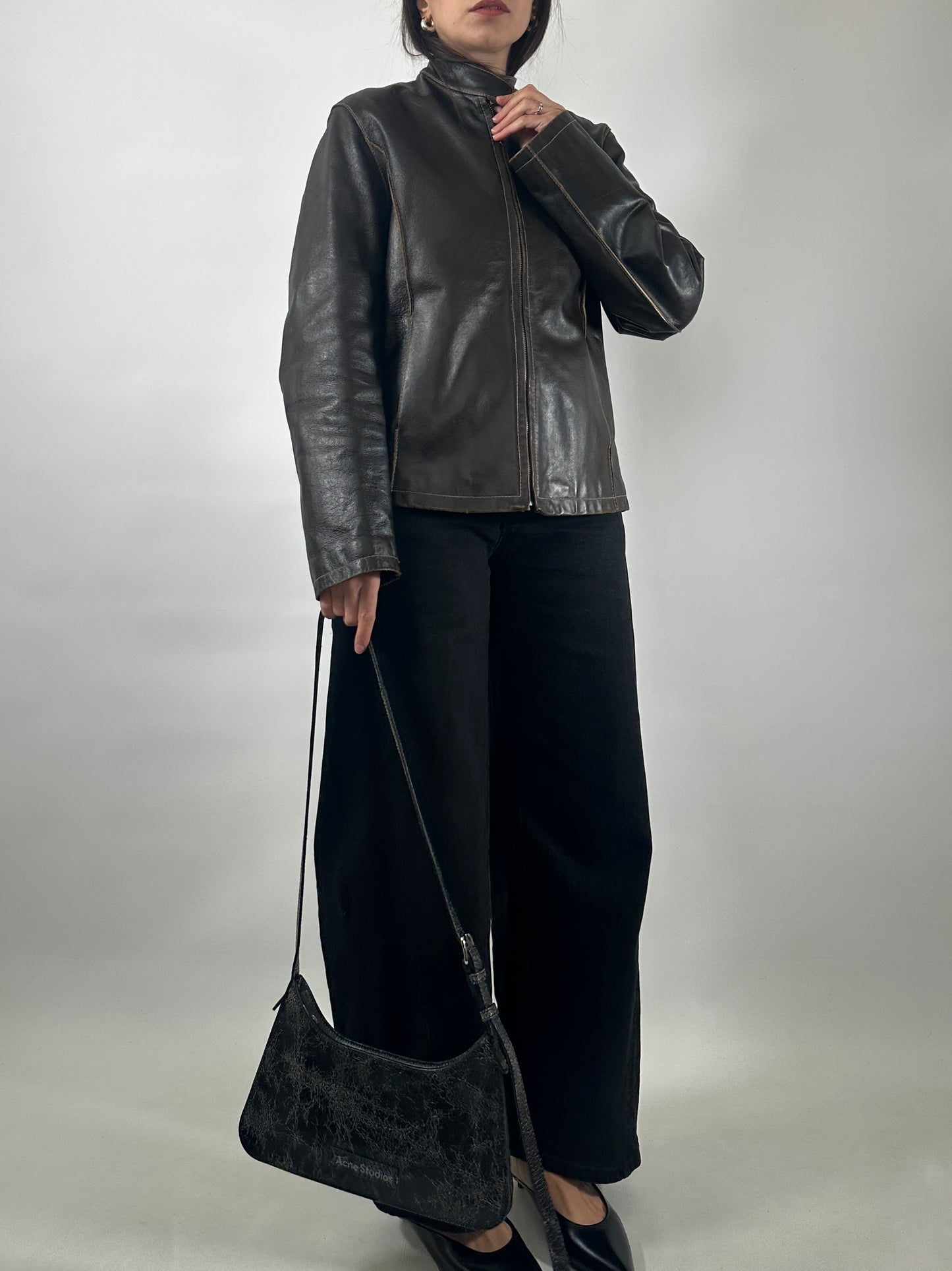 Vintage Leather Café Racer Jacket