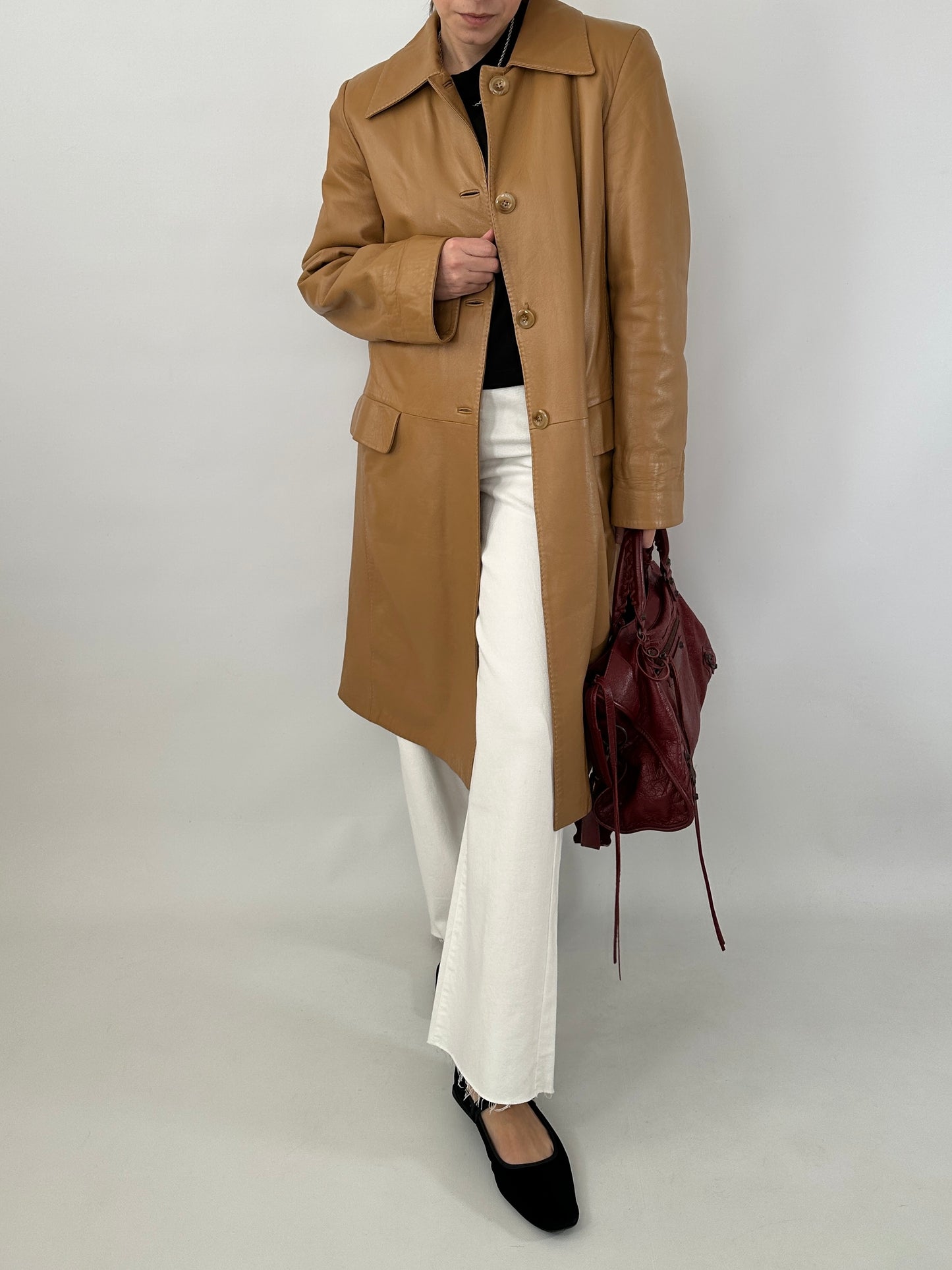 Long soft leather vintage jacket