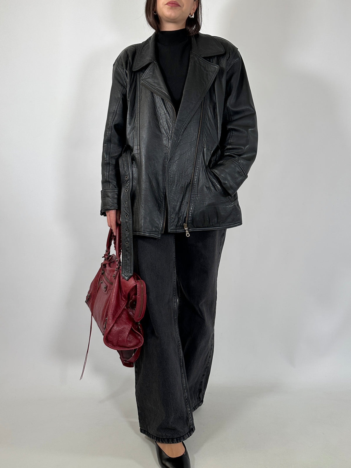 Vintage Black Leather Biker Jacket