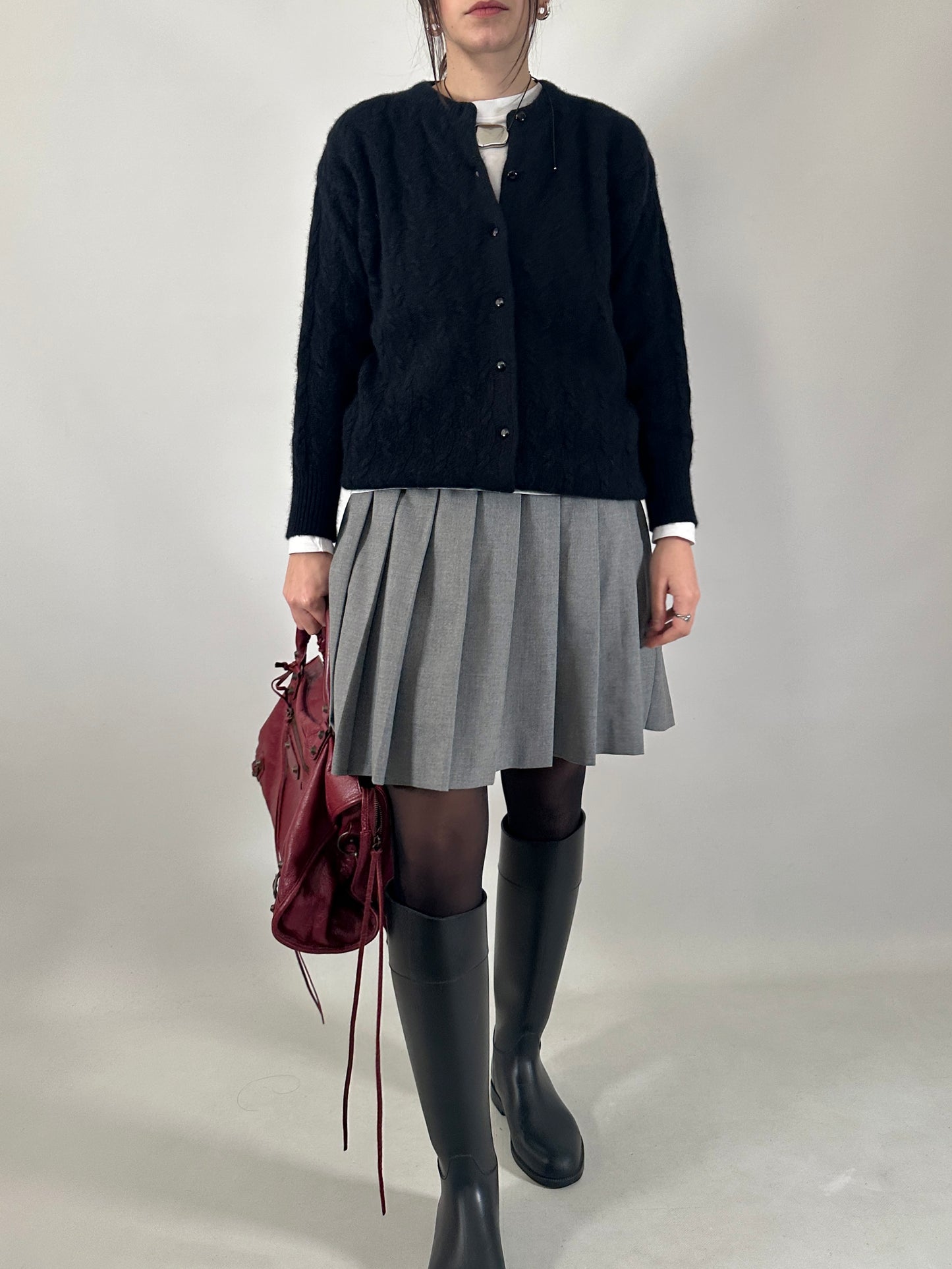 Vintage black mohair knit cardigan