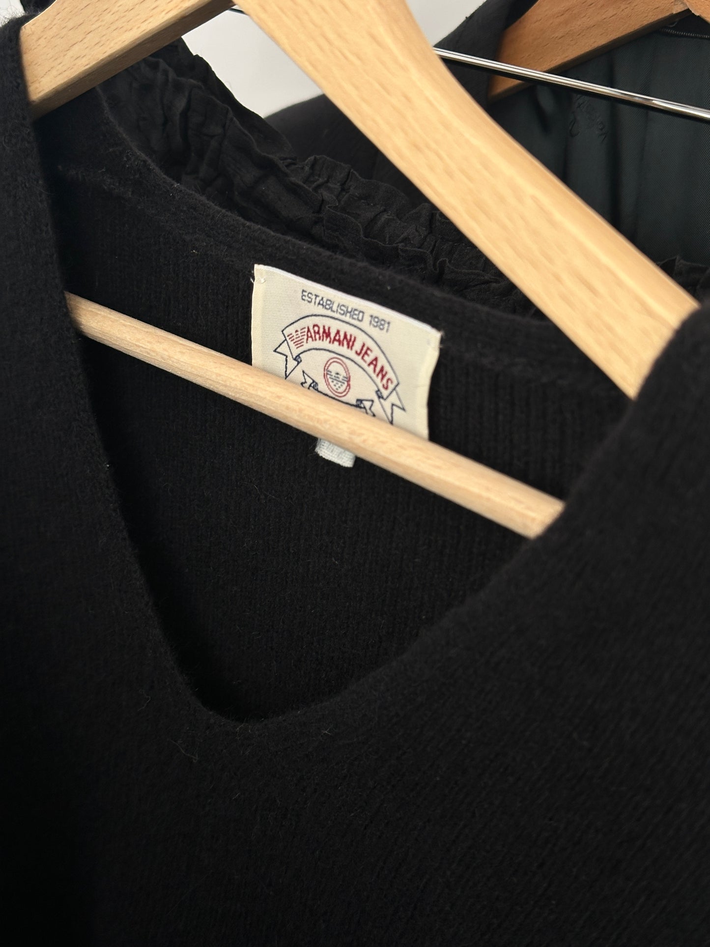 Vintage Armani Jeans Ribbed V-Neck Sweater