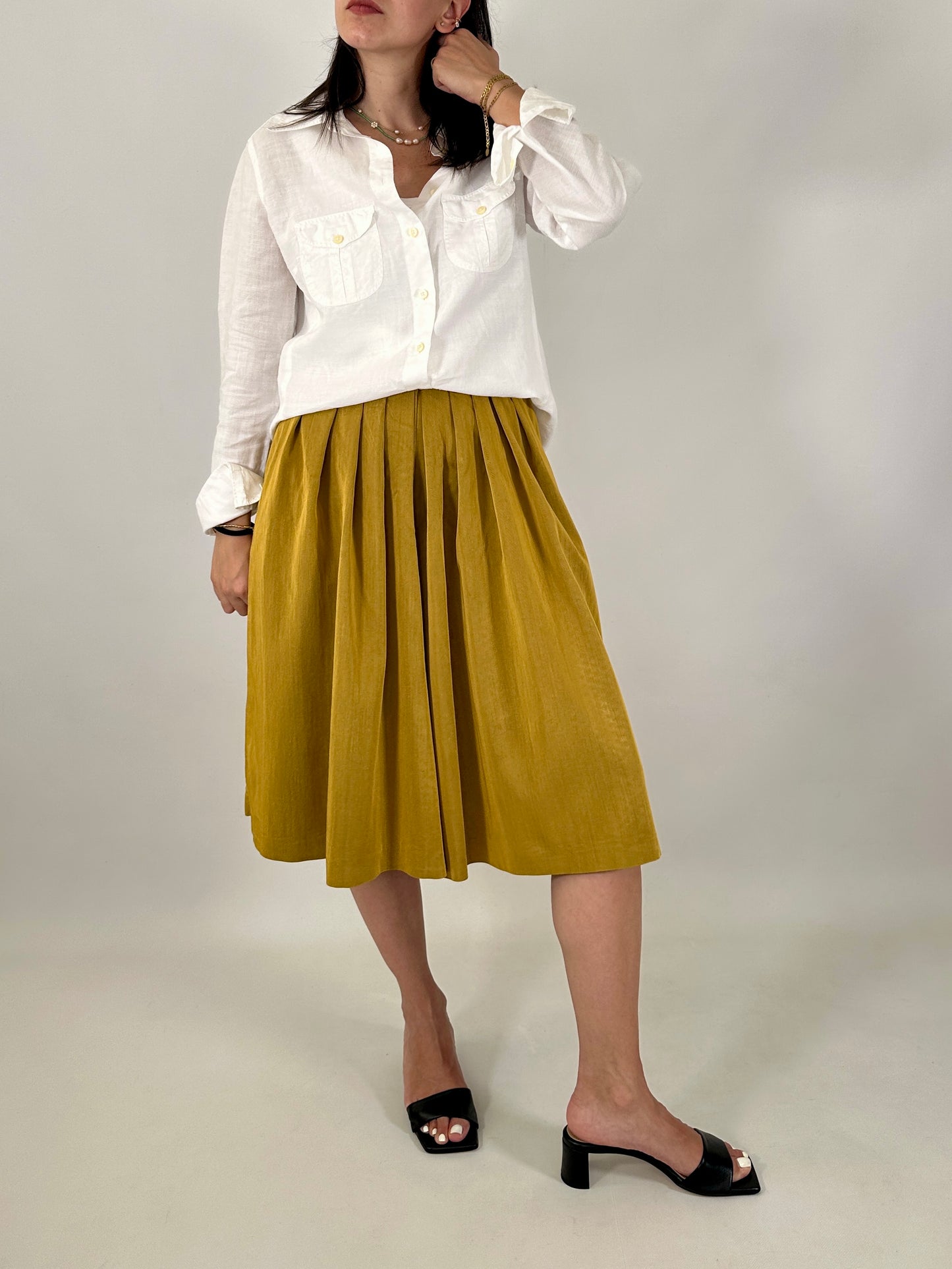Wide-leg mustard culottes