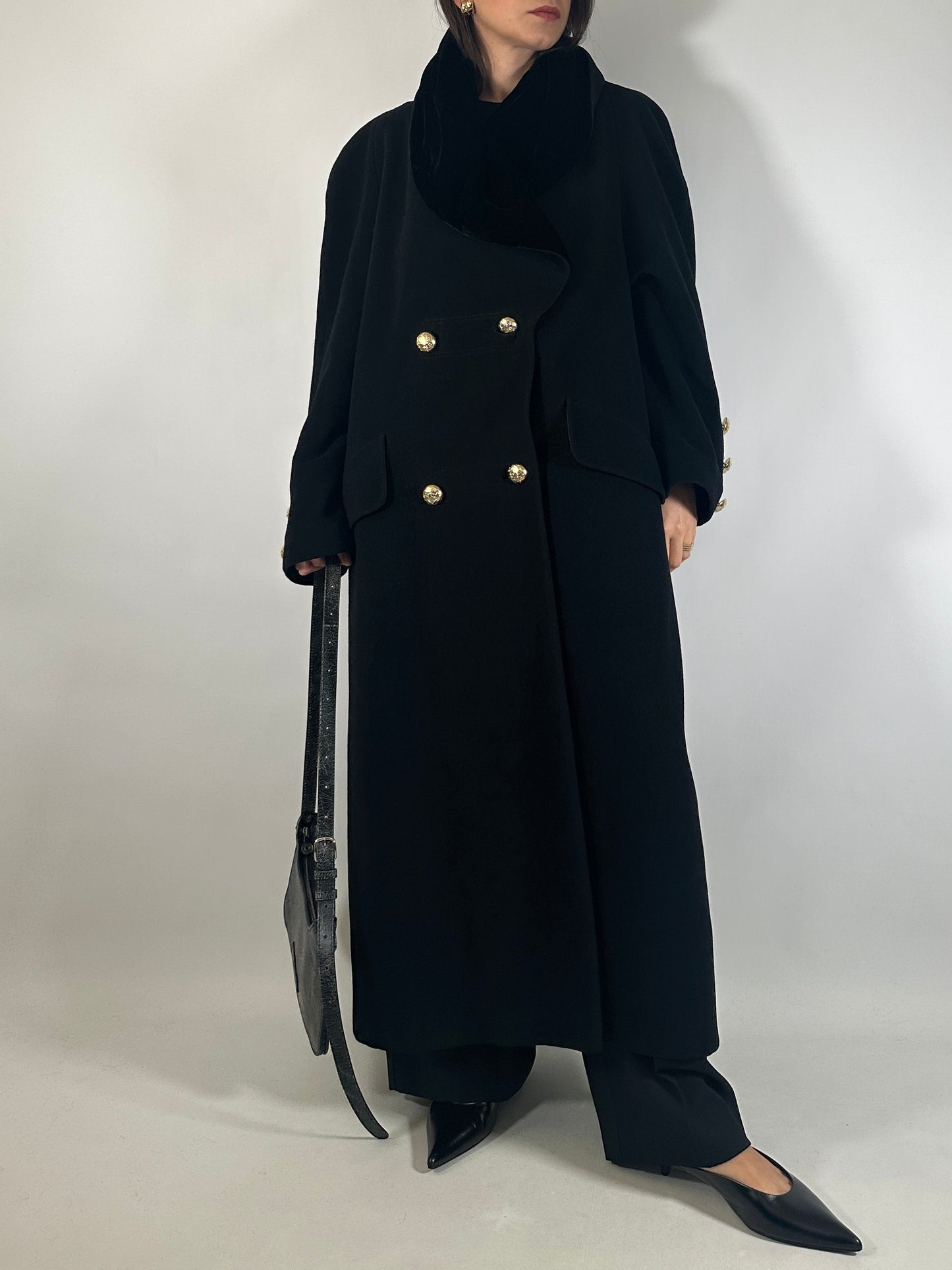 Vintage Wool Coat with Convertible Velvet Collar