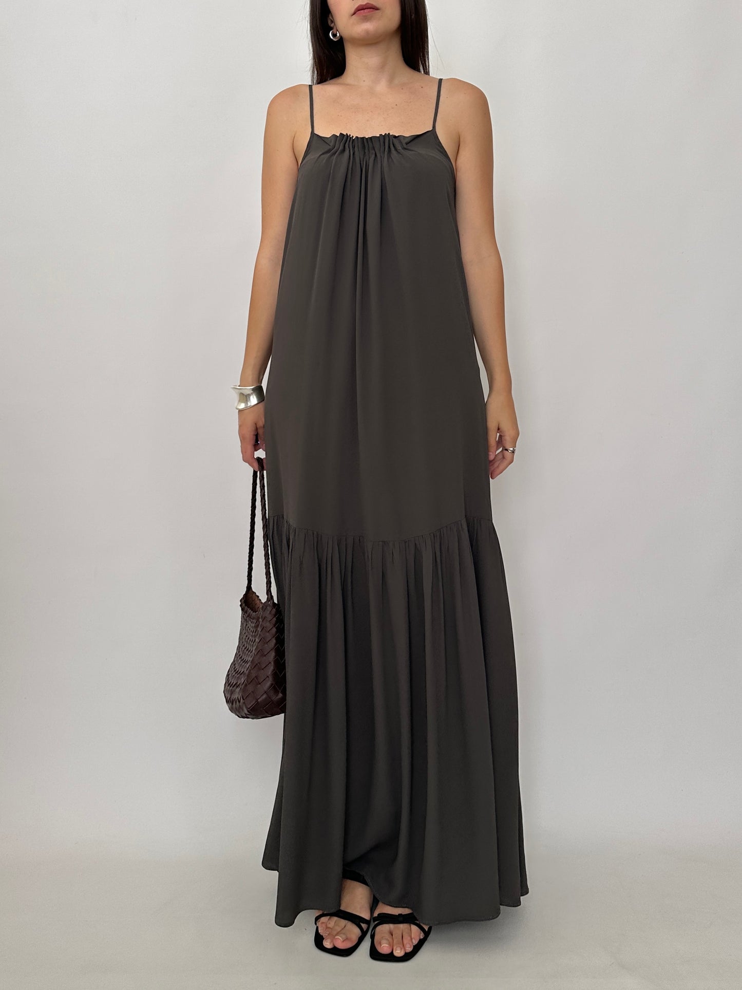 Draped Silk Blend Maxi Dress