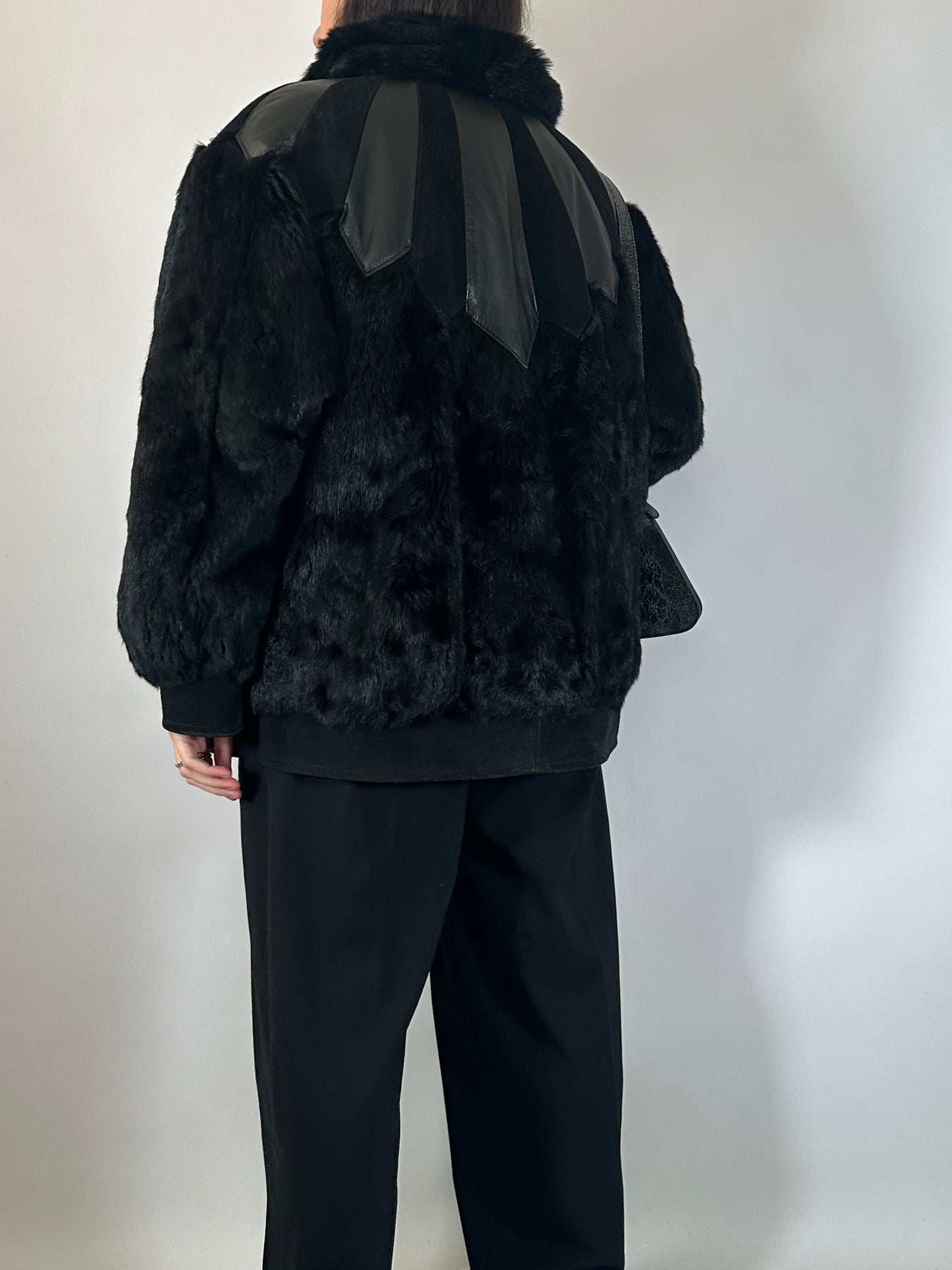 Vintage Fur & Leather Panel Jacket