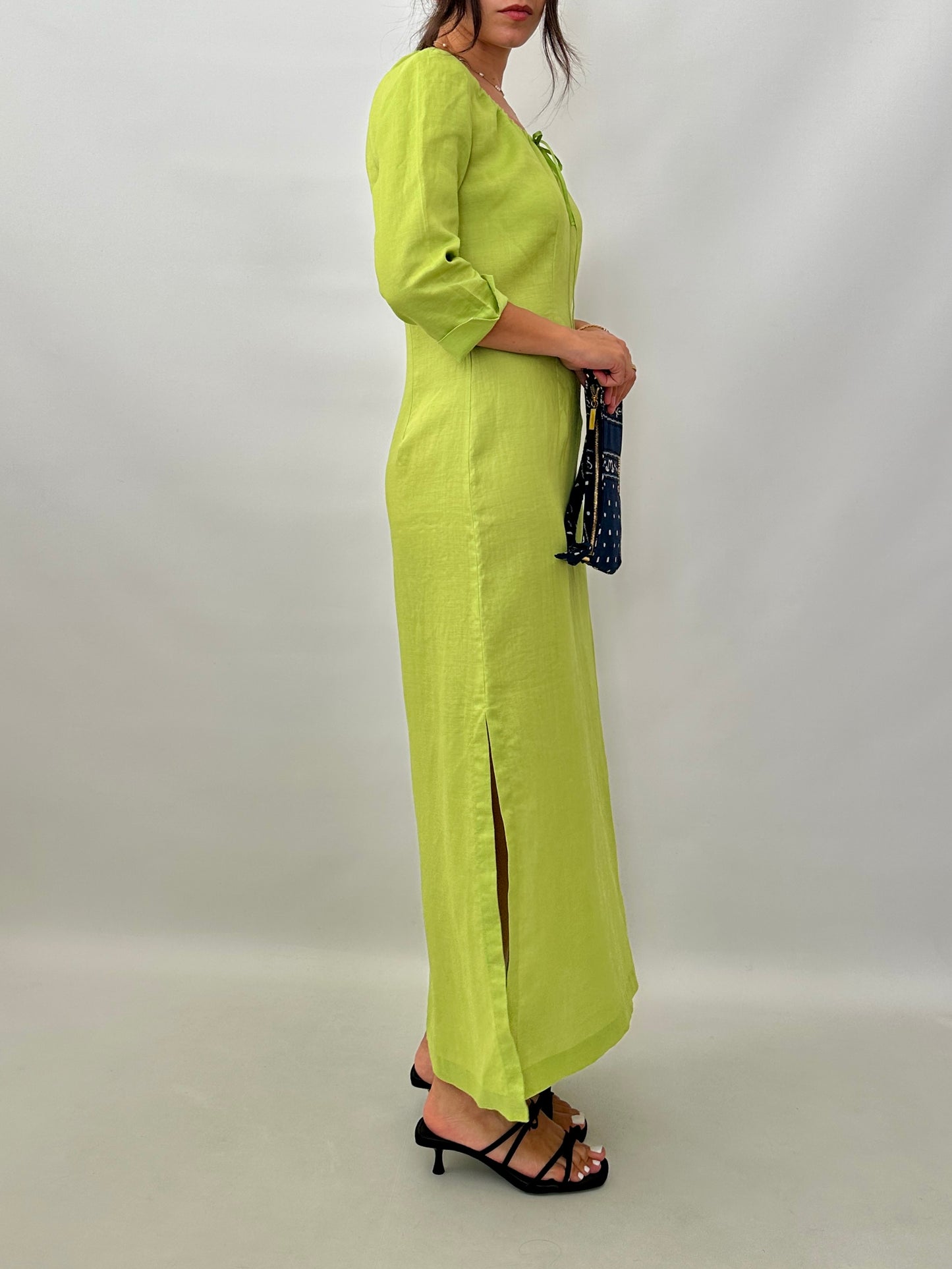 Lime green boho maxi dress