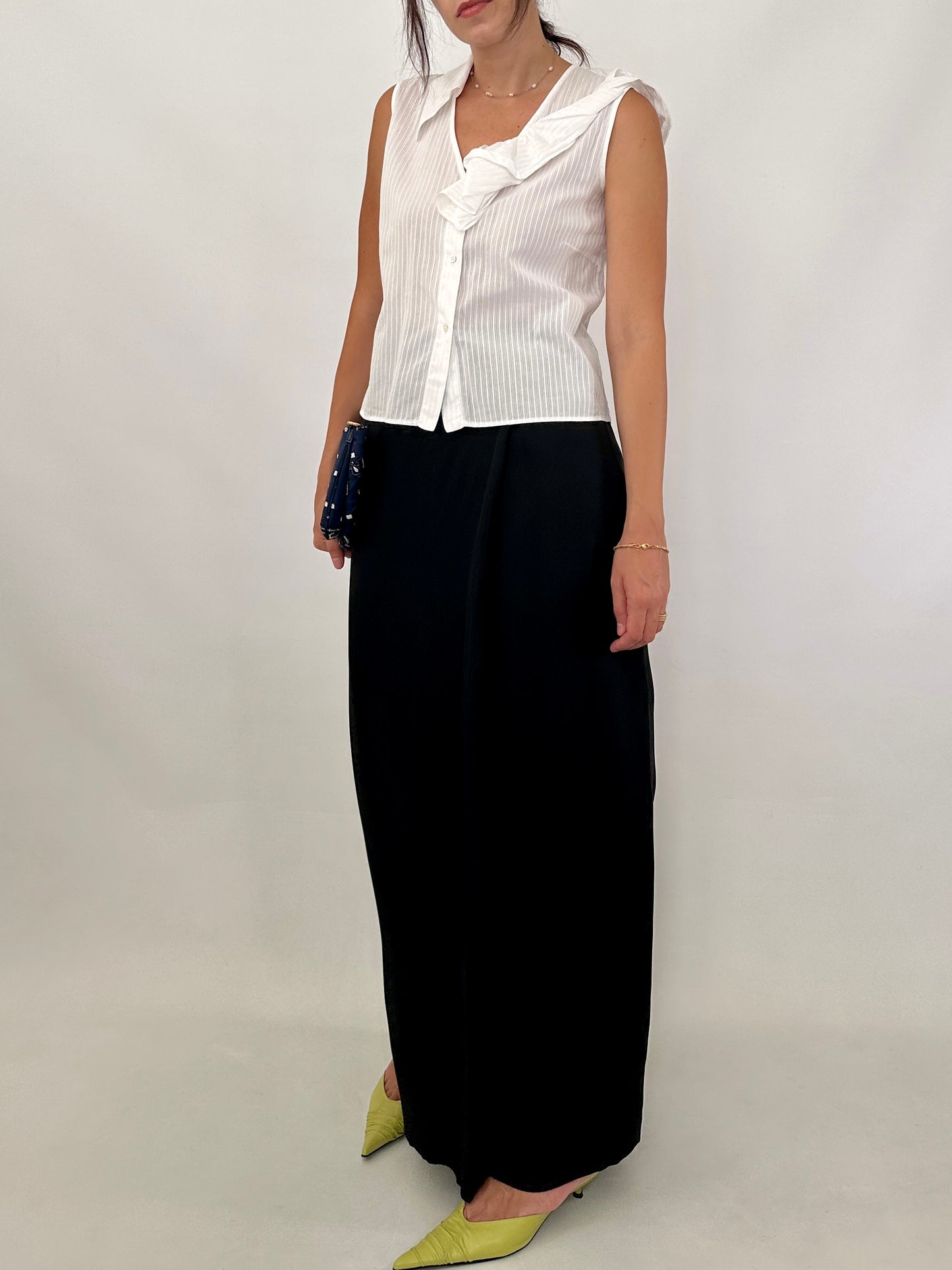 Ferré white blouse with asymmetric ruffle detail