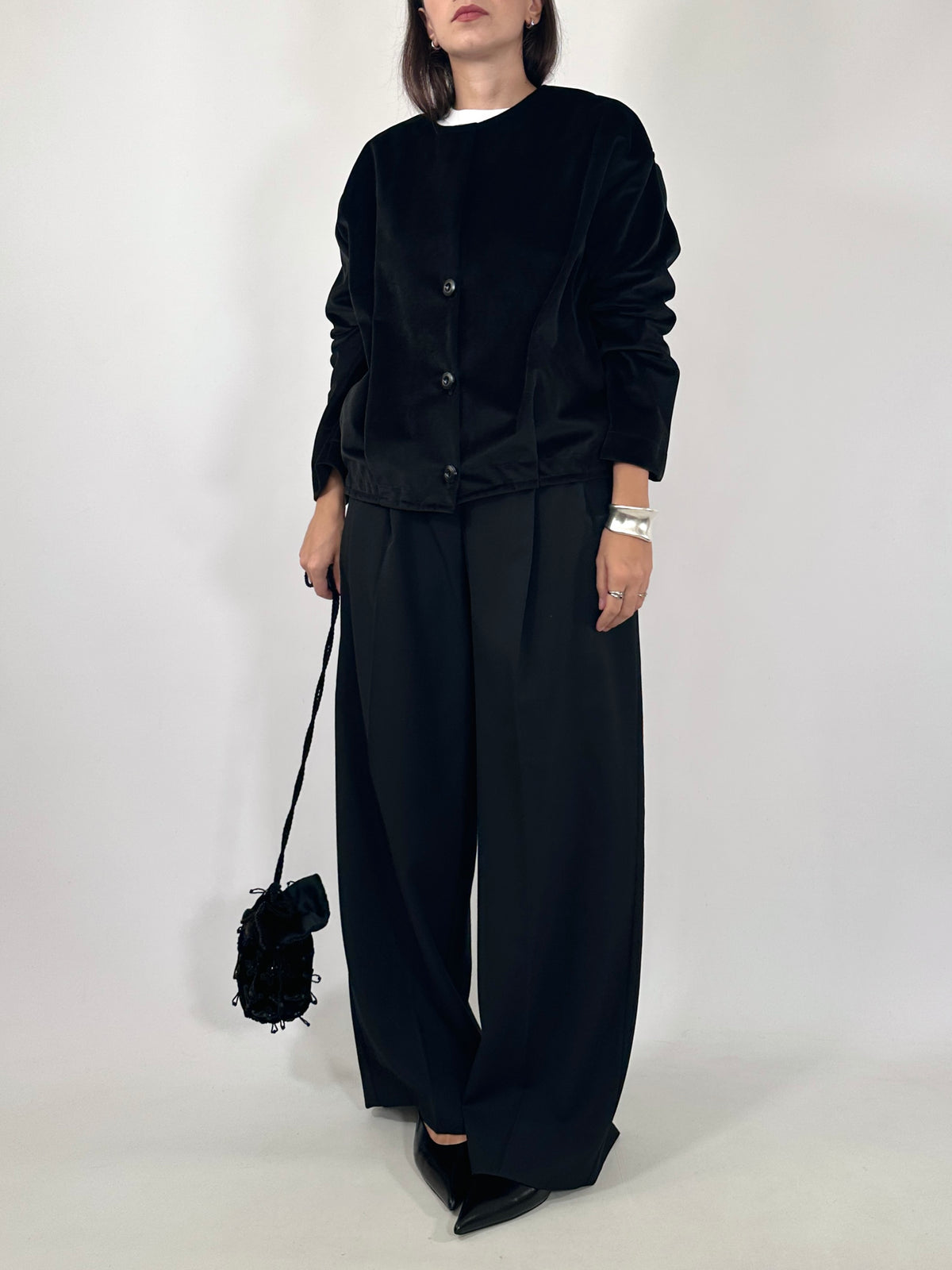Tailored Black Velvet Bomber