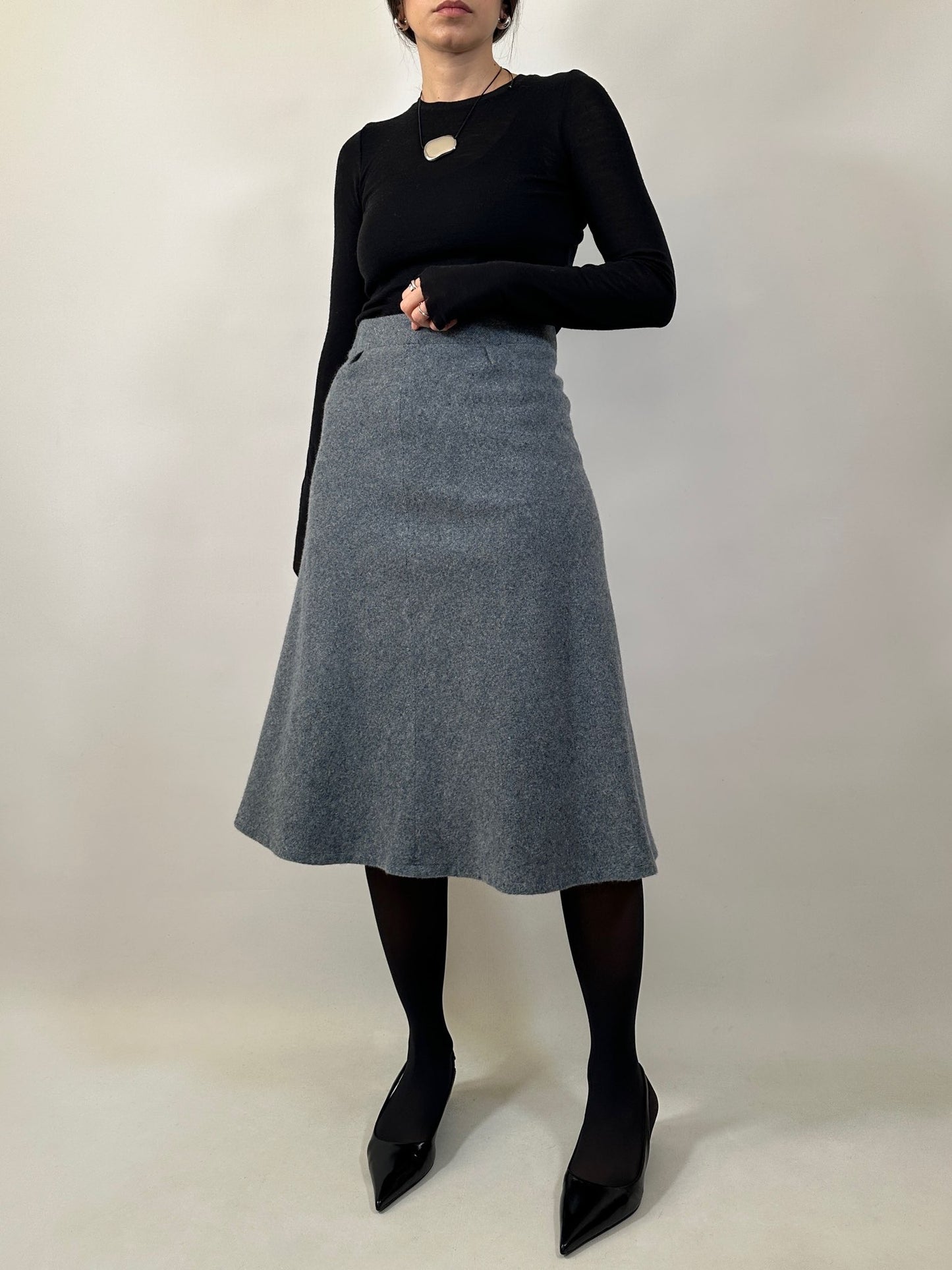 Vintage Light Blue Tweed Skirt