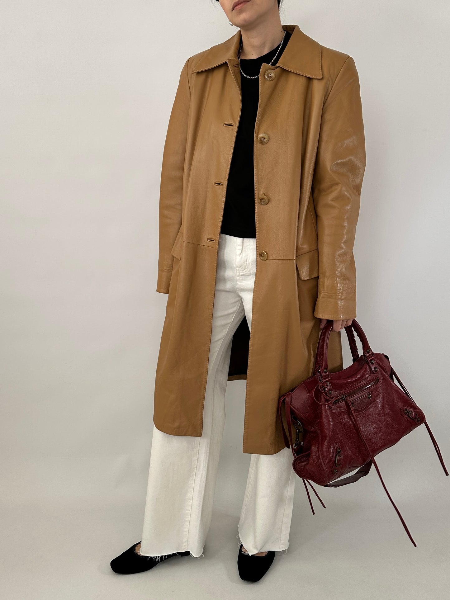 Long soft leather vintage jacket