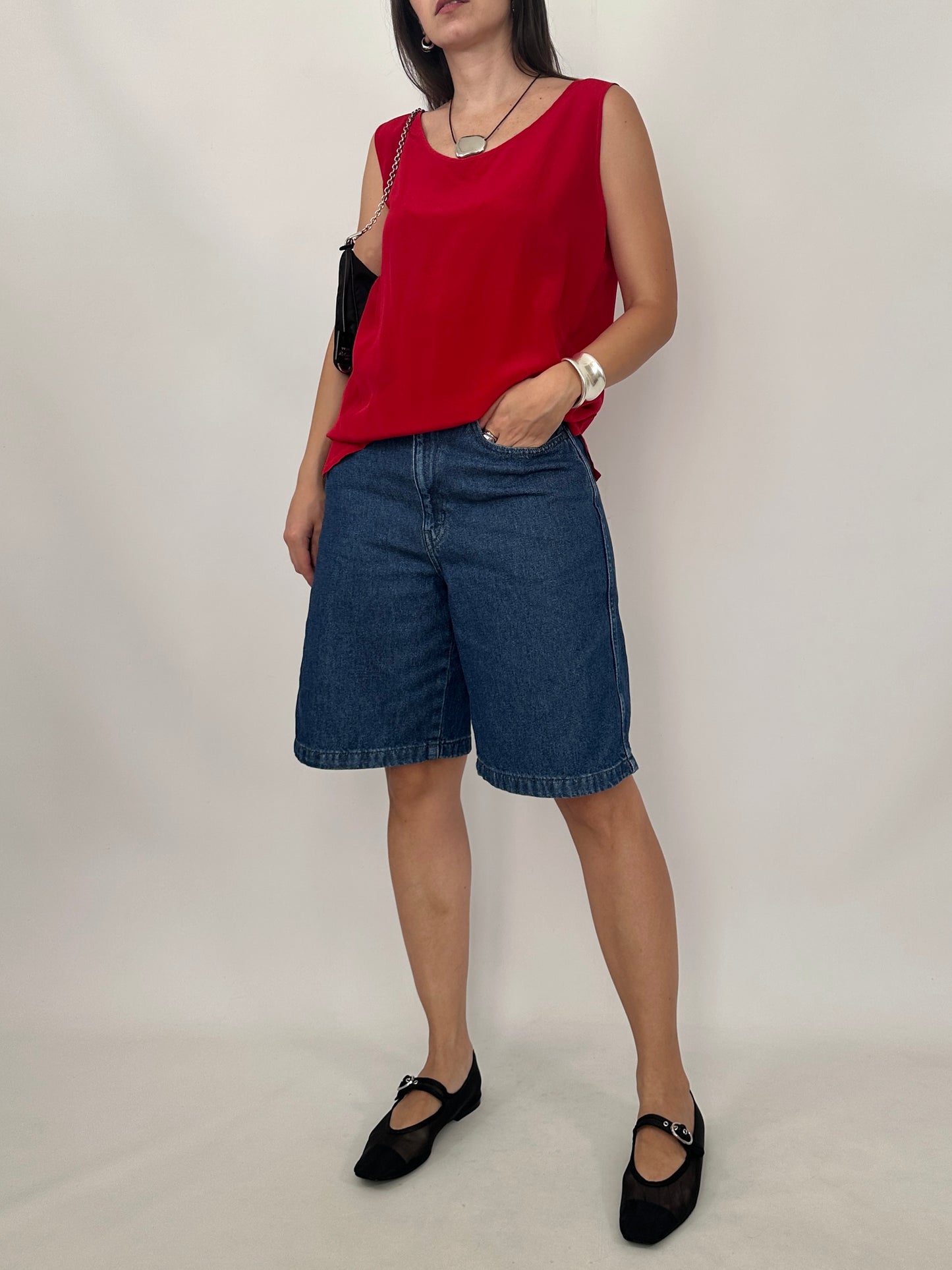 Vintage Red Silk Top