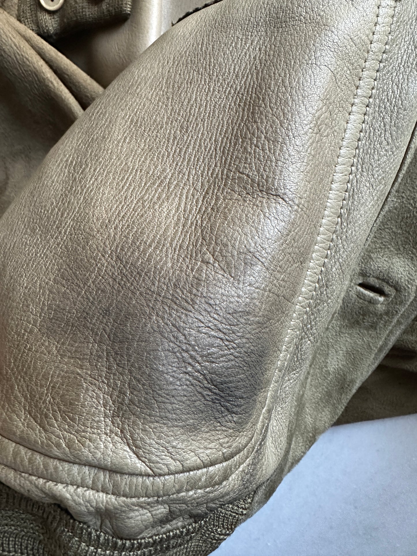 Real suede khaki bomber