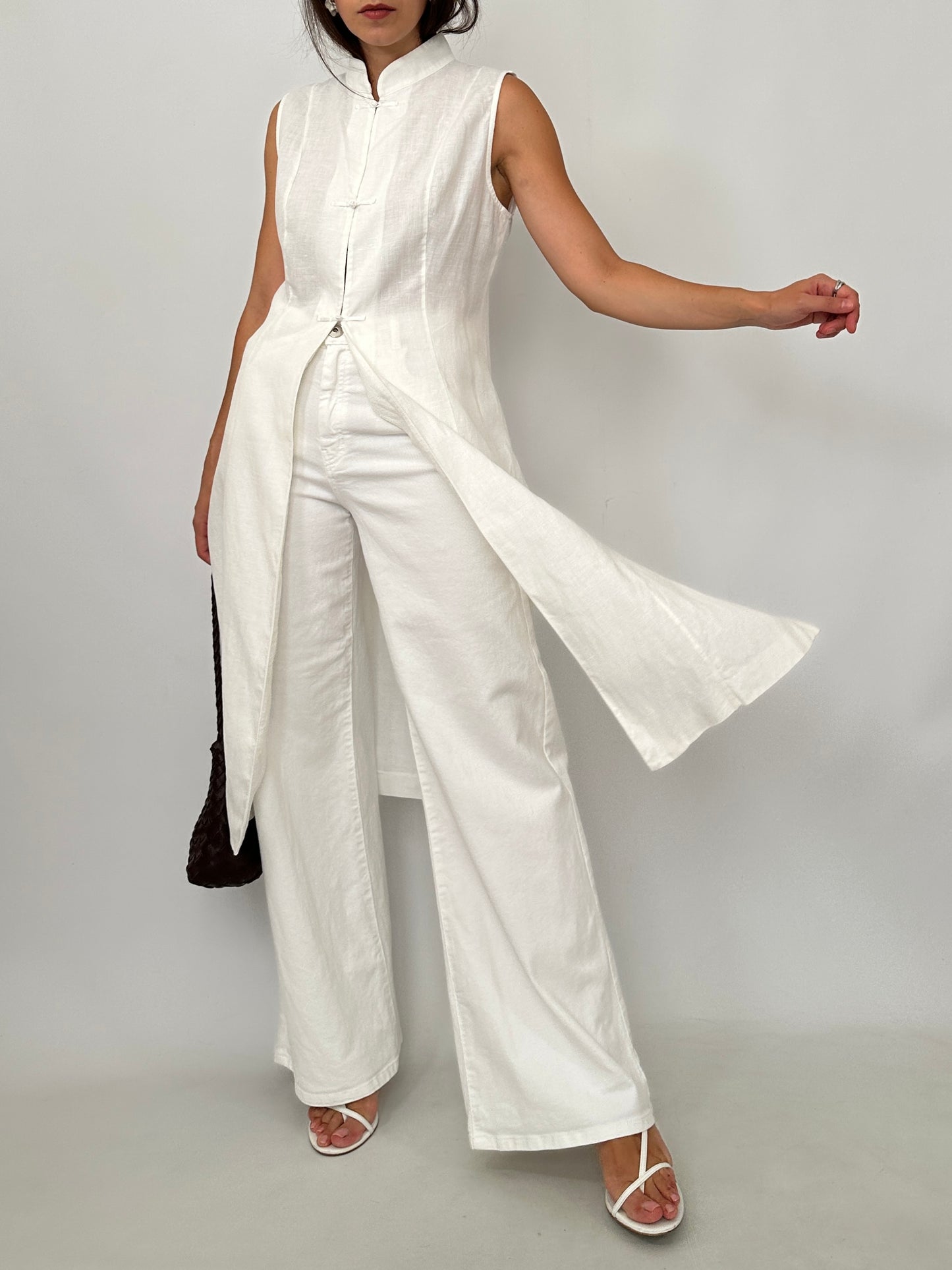 Linen Mandarin Long Vest