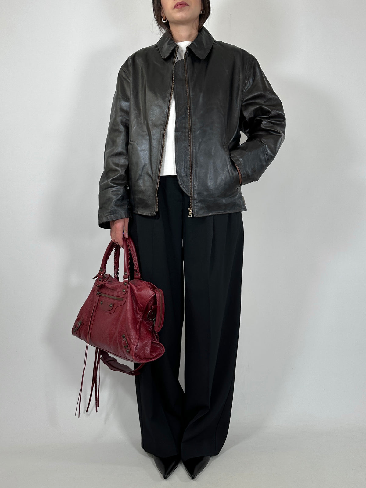 Dark Brown Patent Leather Jacket