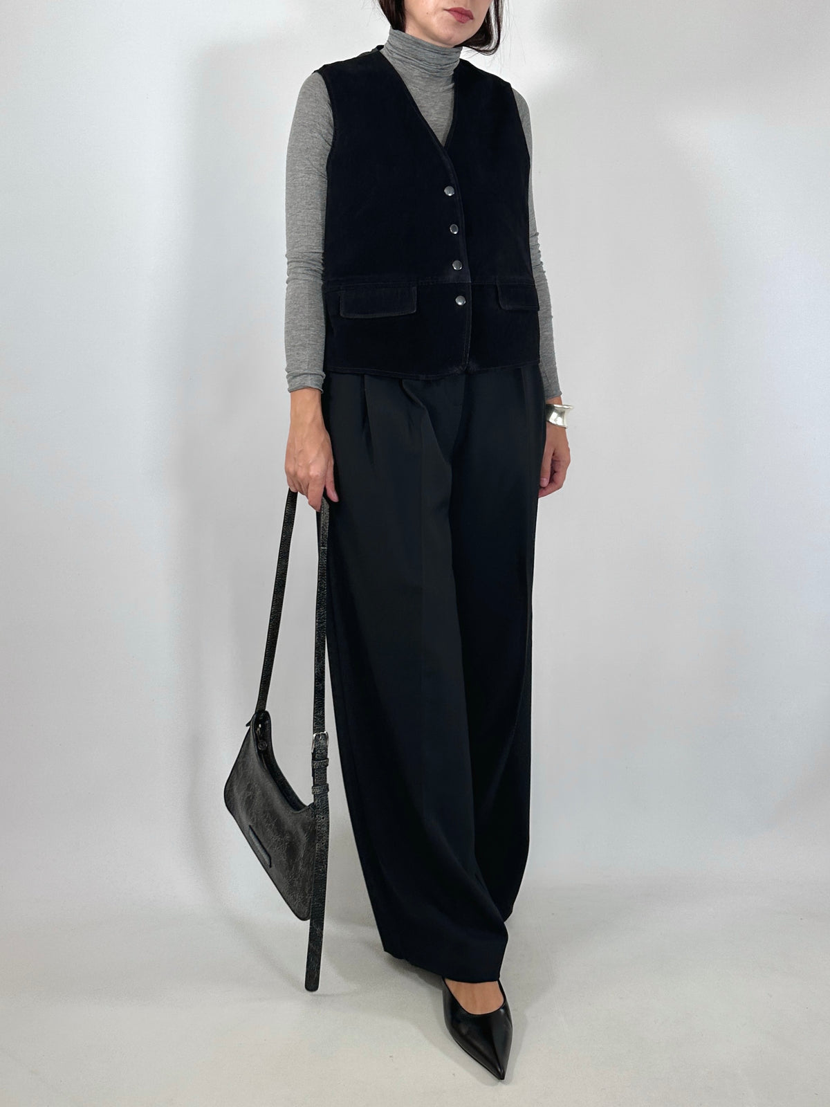 Vintage Black Suede Vest