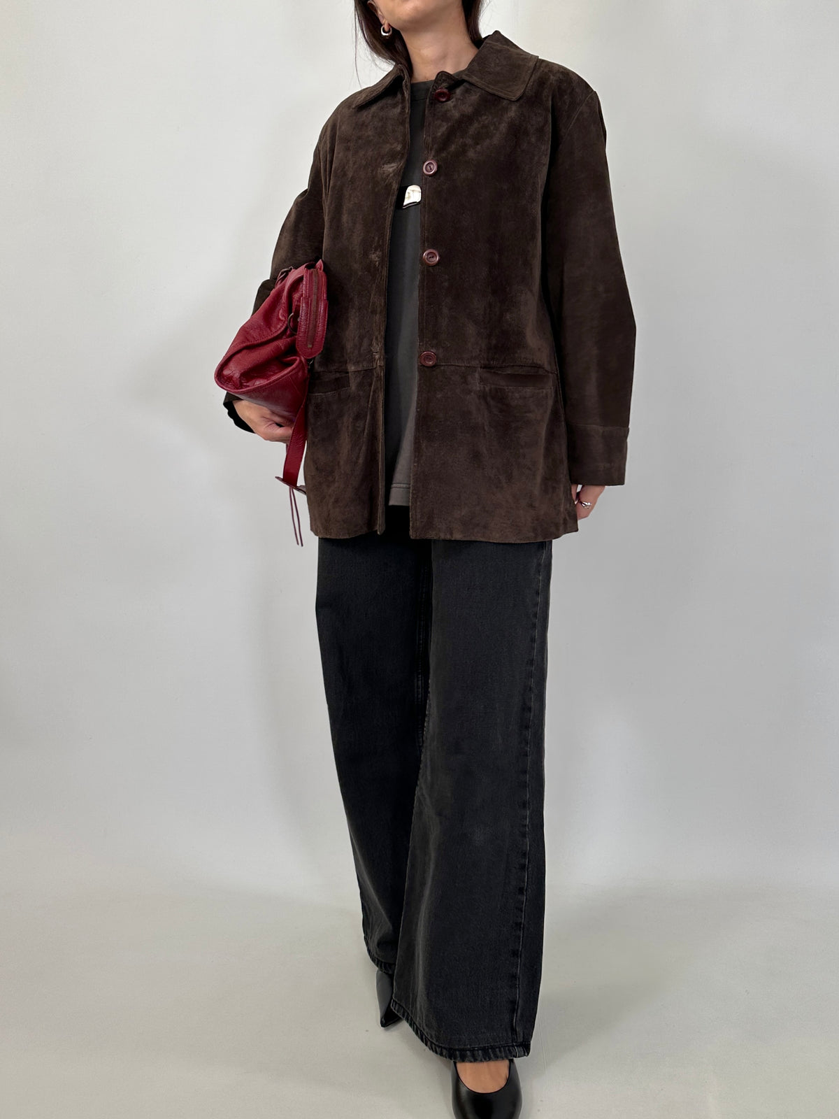 Vintage Dark Brown Suede Jacket