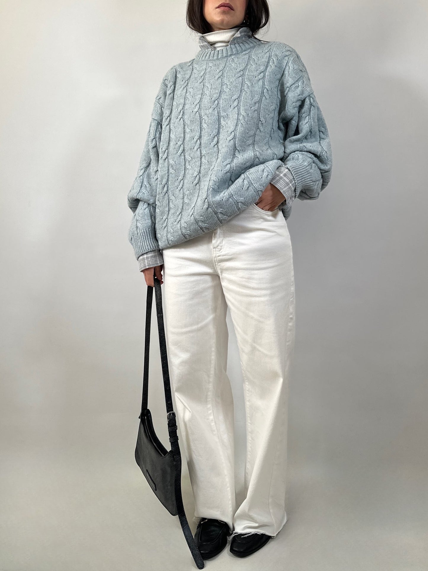 Light Blue Cable Knit Sweater