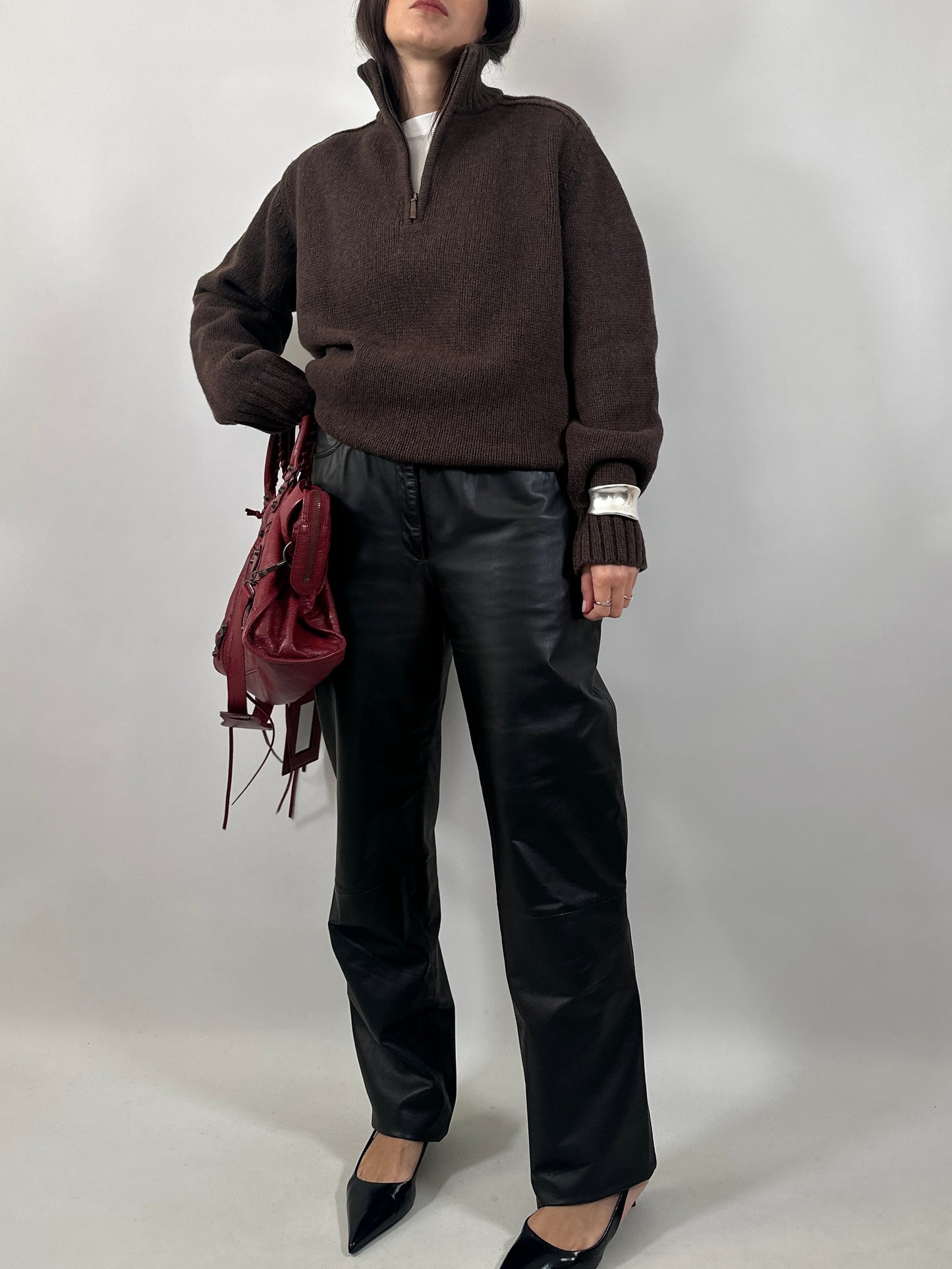 Vintage Leather Five-Pocket Trousers