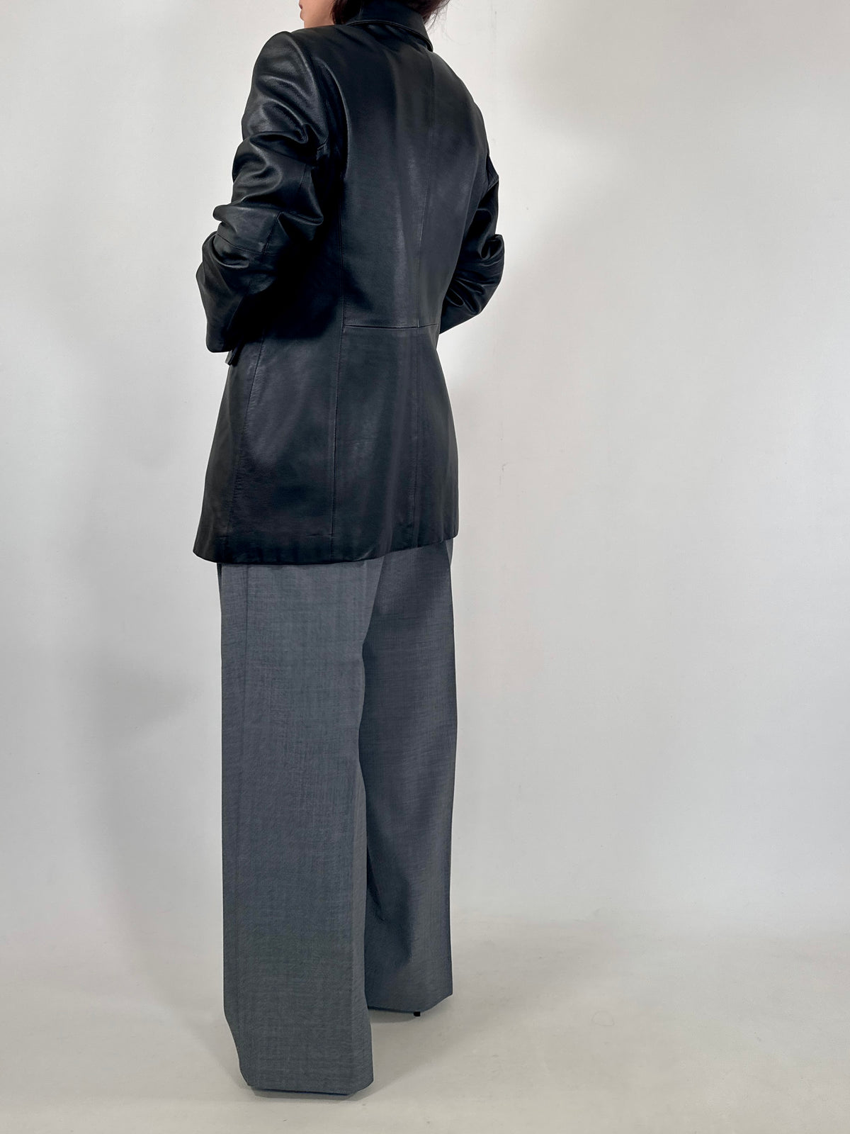 Minimal Closure Leather Blazer