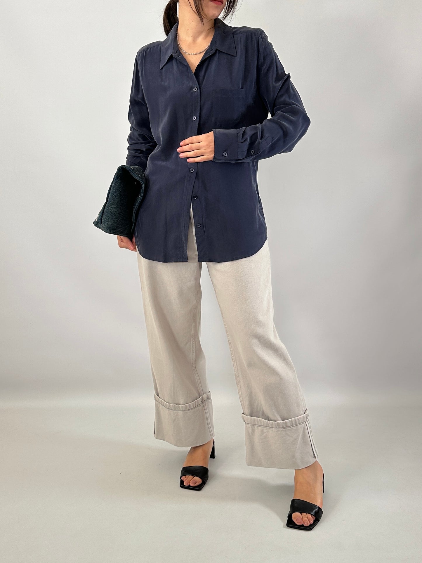 Essential washed silk blue shirt