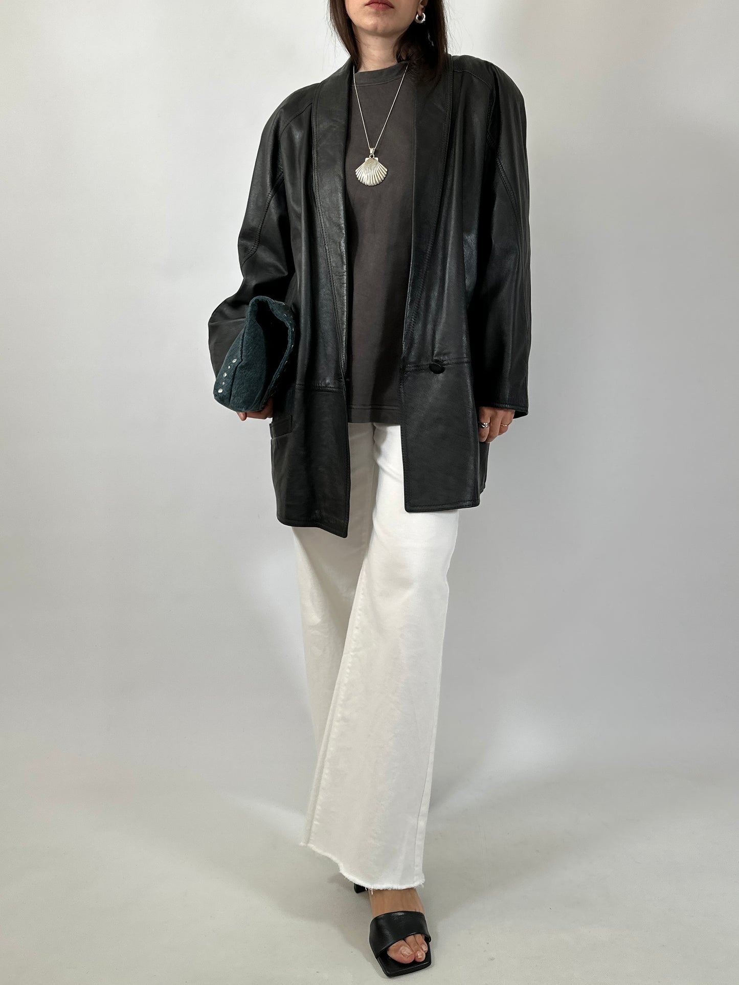 Vintage Shawl Collar Soft Leather Blazer