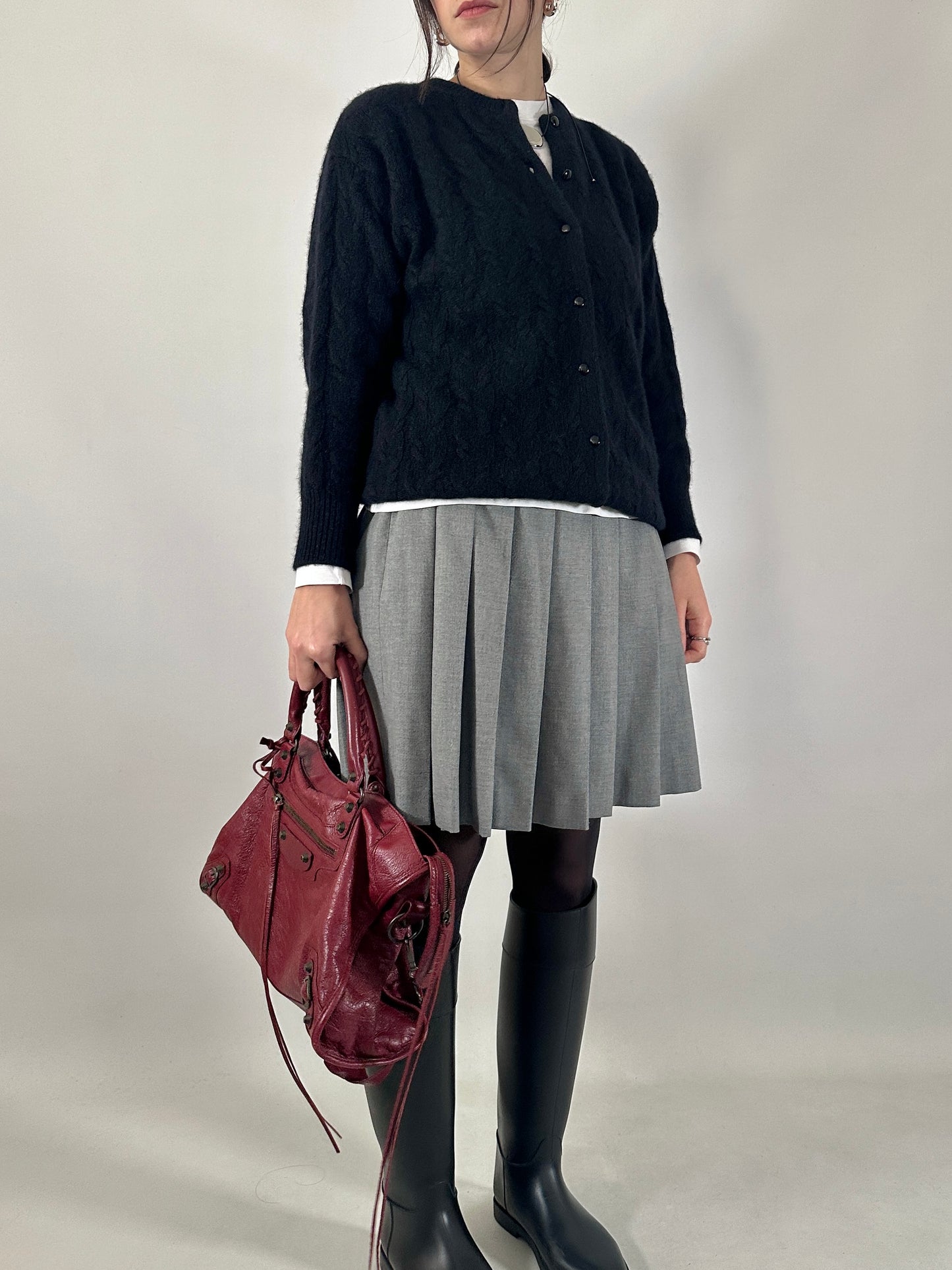 Vintage black mohair knit cardigan