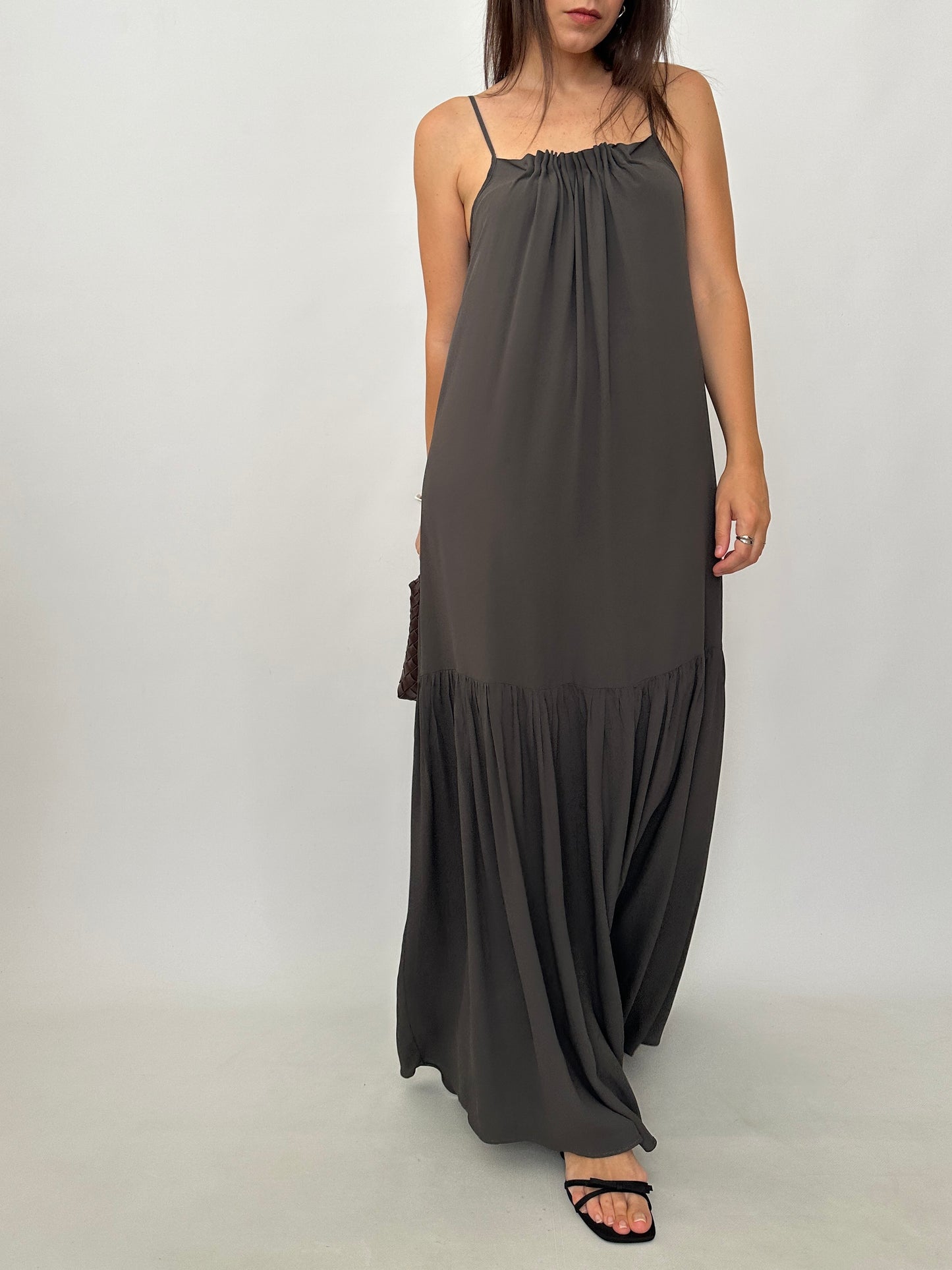 Draped Silk Blend Maxi Dress