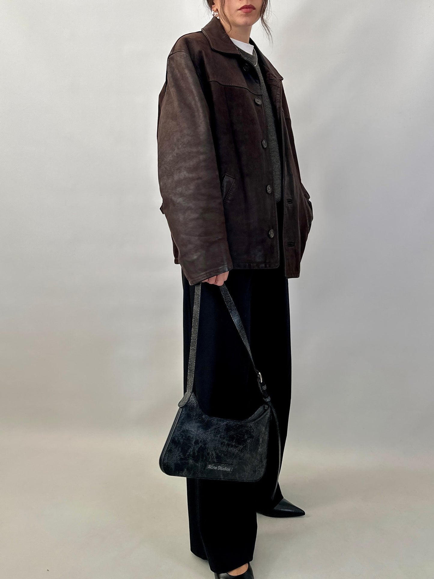 Nubuck leather car coat