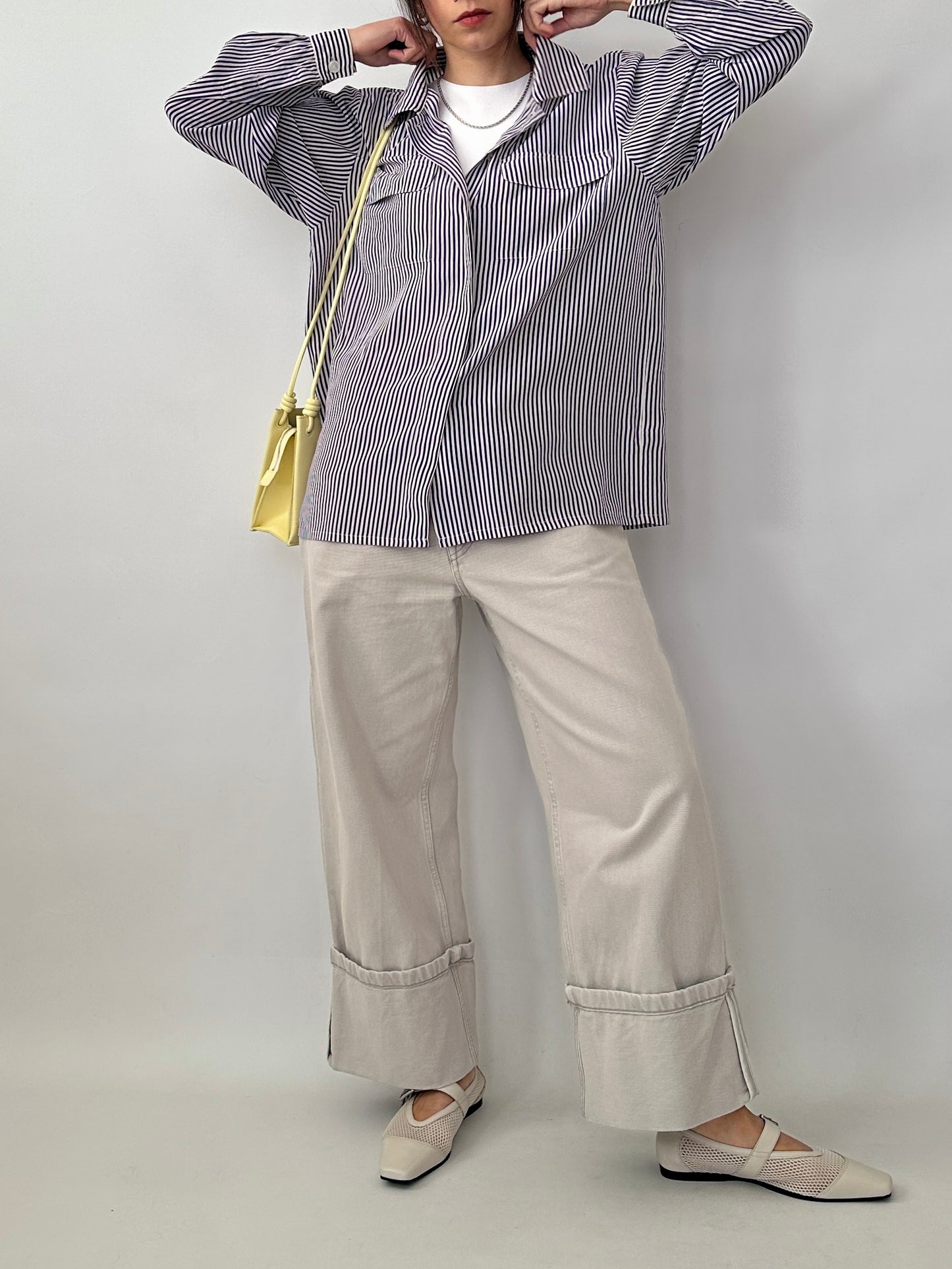 Pure silk striped shirt