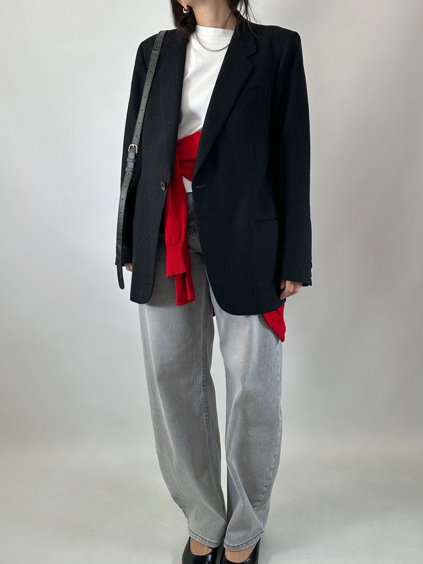 Vintage wool one-button blazer