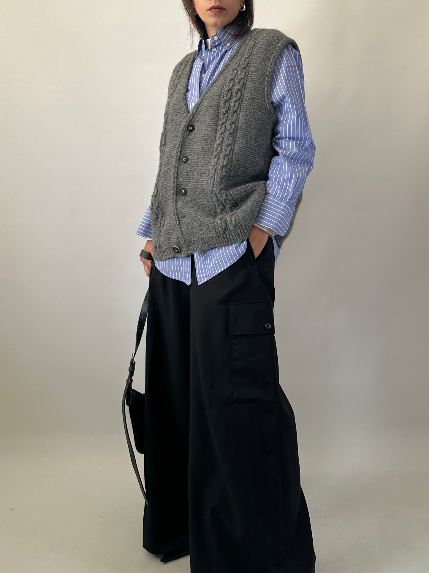 Chunky button-front knit vest