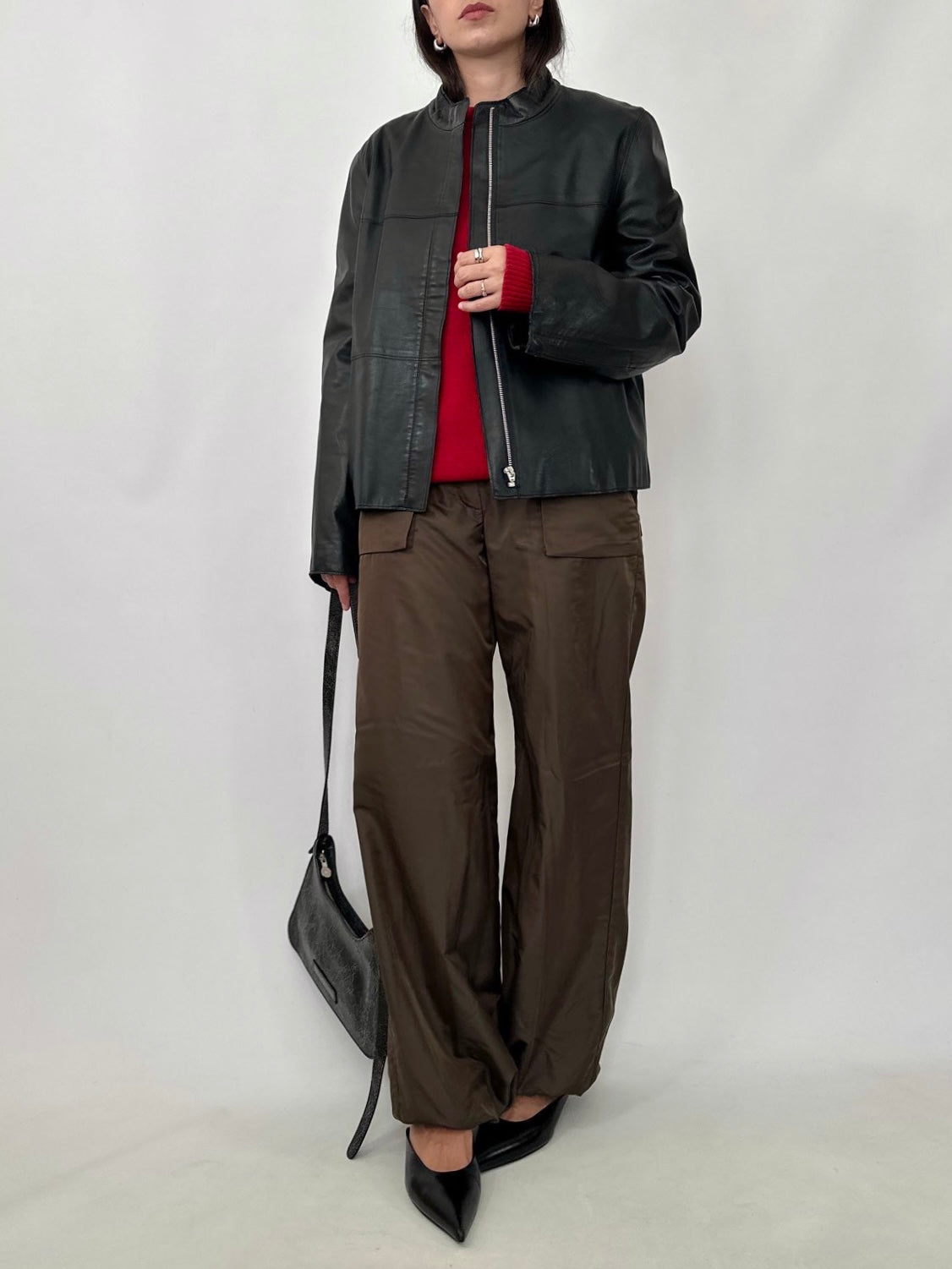 Black Nappa Leather Boxy Jacket