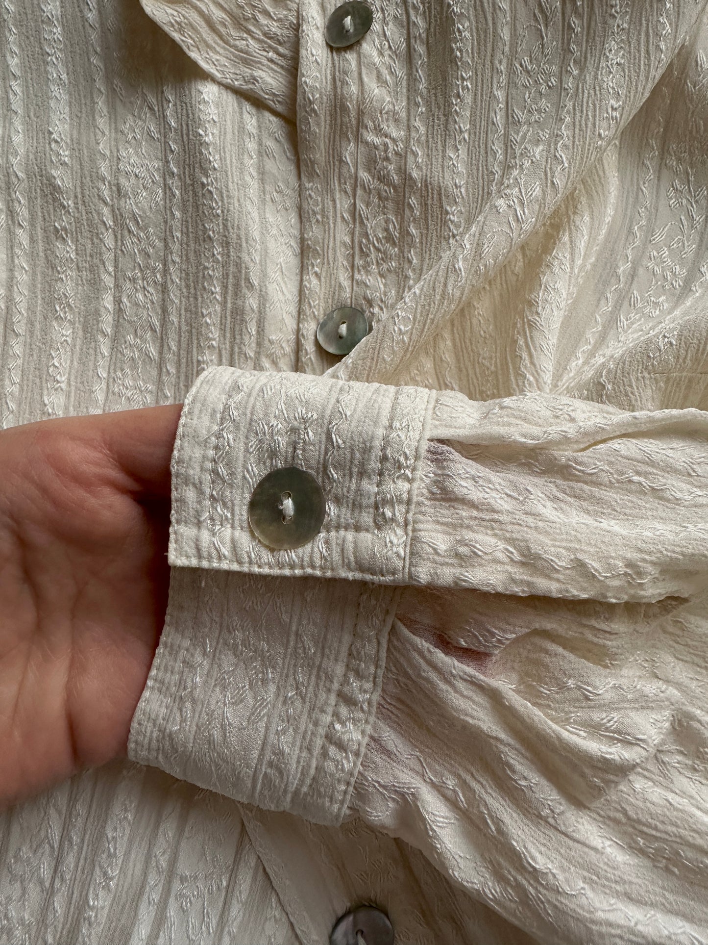 Embroidered vintage ivory shirt