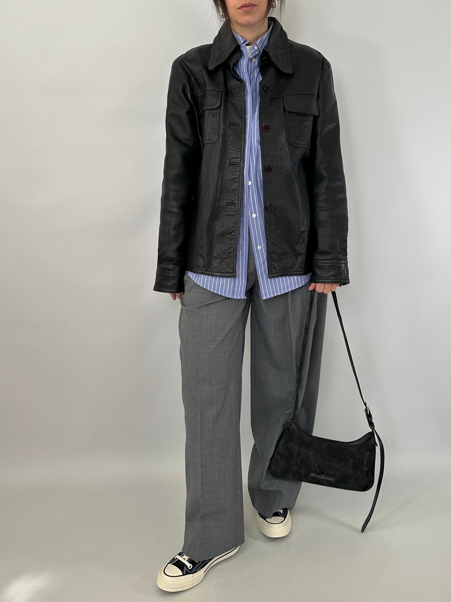 Black leather vintage overshirt
